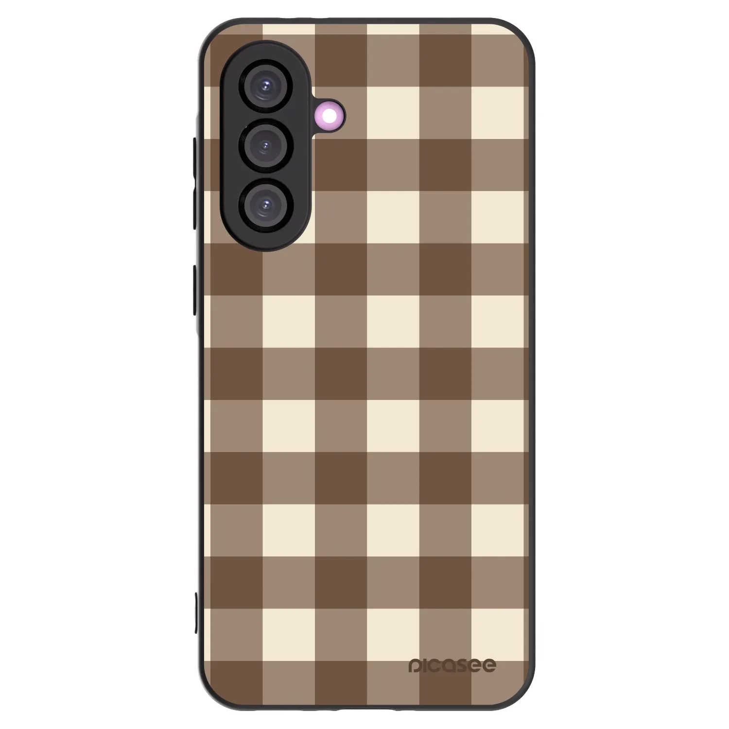 Picasee silikonowe czarne etui na Samsung Galaxy A56 5G A566B - Brown grid