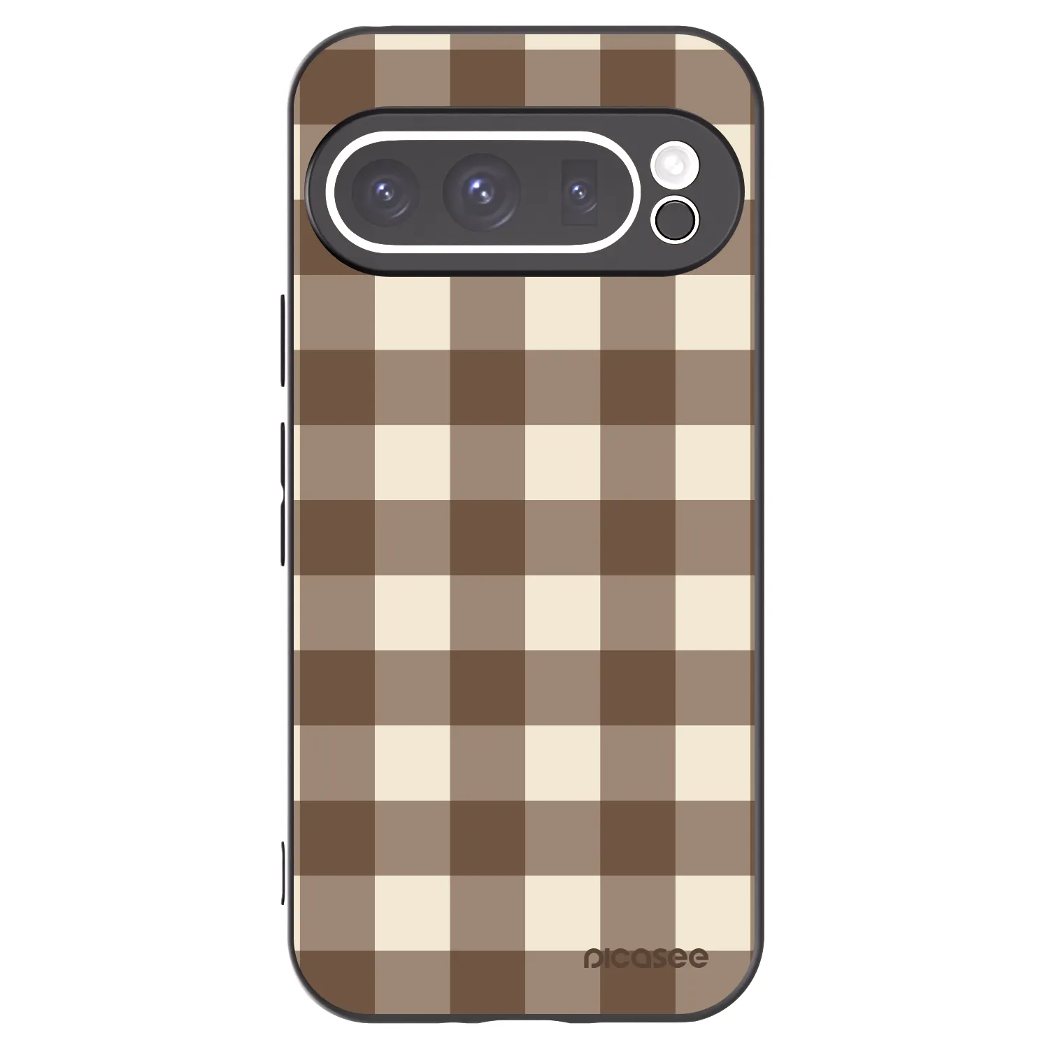 Picasee silikonowe czarne etui na Google Pixel 9 Pro - Brown grid