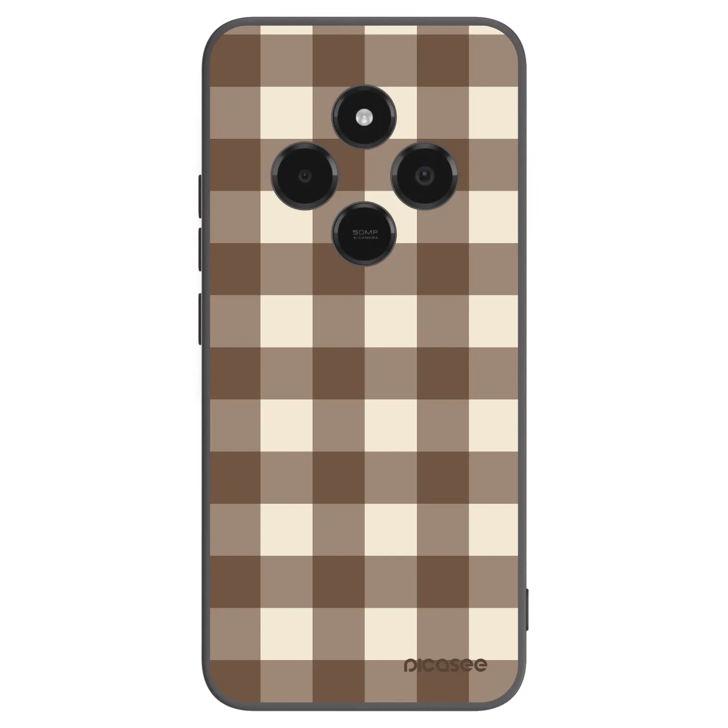 Picasee silikonowe czarne etui na Xiaomi Poco C75 - Brown grid
