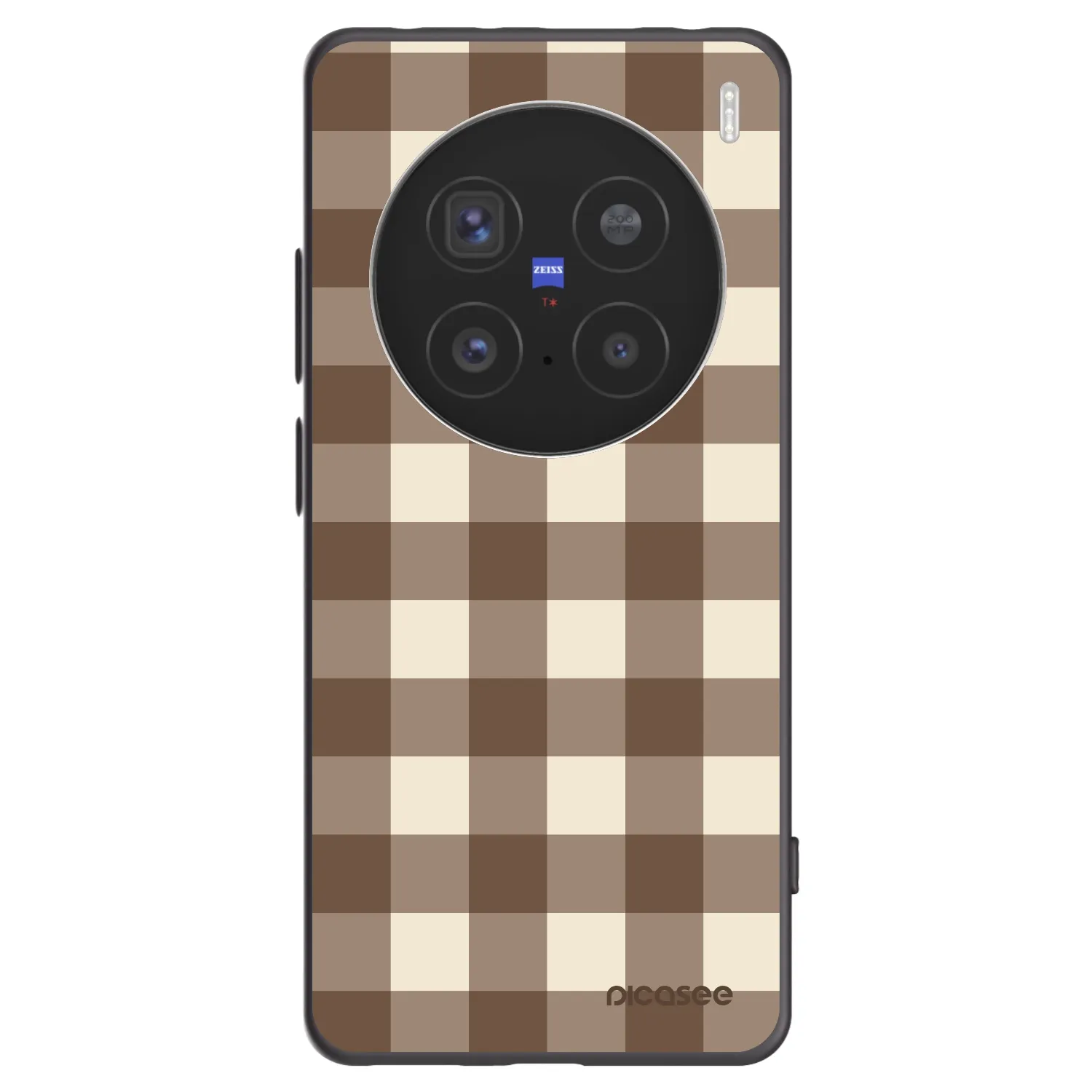 Picasee silikonowe czarne etui na Vivo X200 Pro - Brown grid