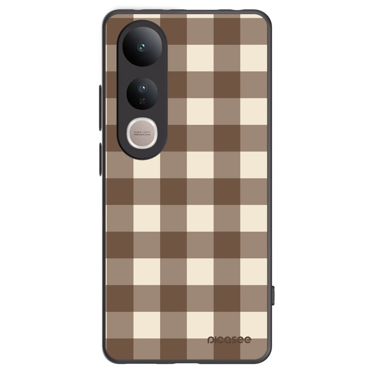 Picasee silikonowe czarne etui na Vivo V50 Lite 5G - Brown grid