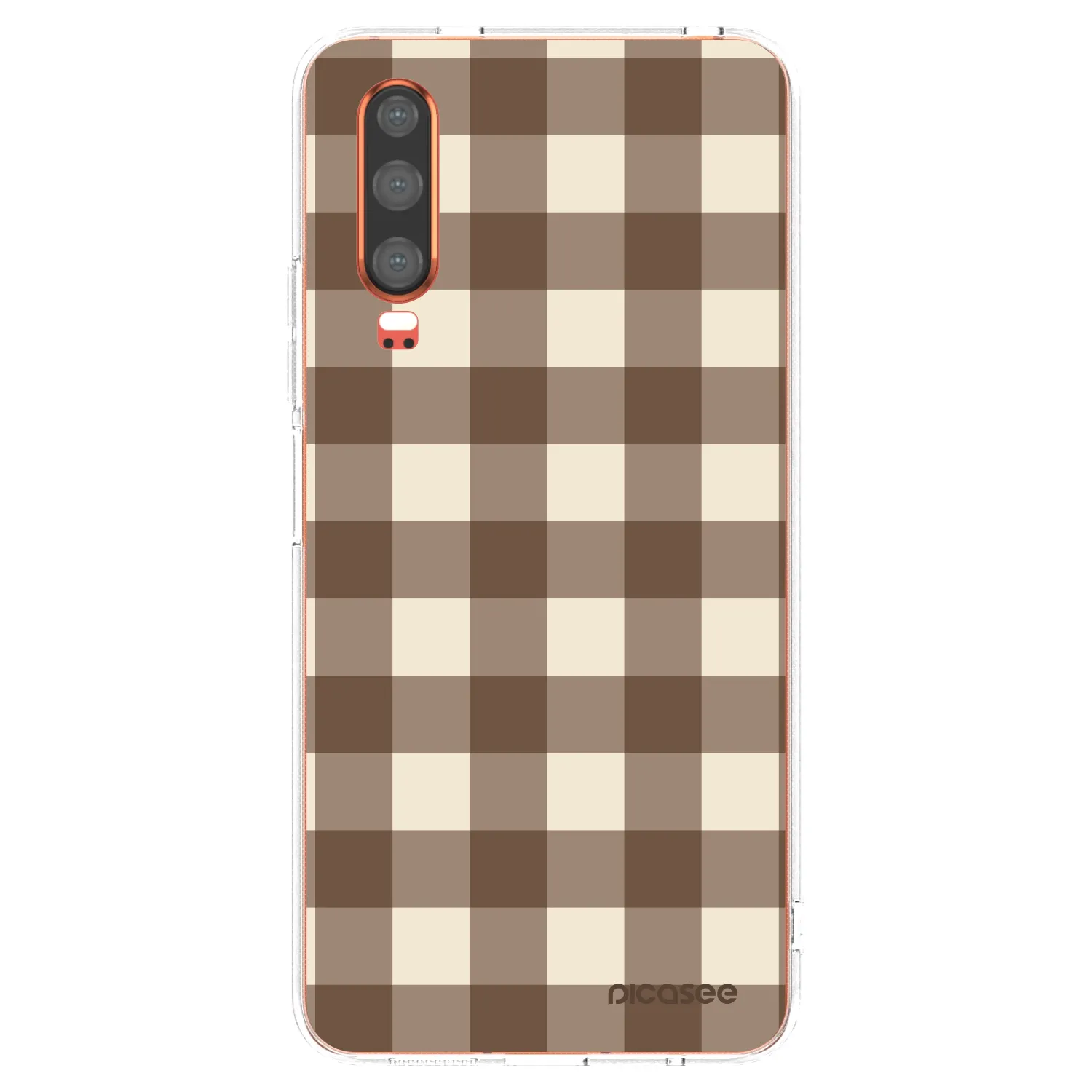 Picasee silikonowe przeźroczyste etui na Huawei P30 - Brown grid