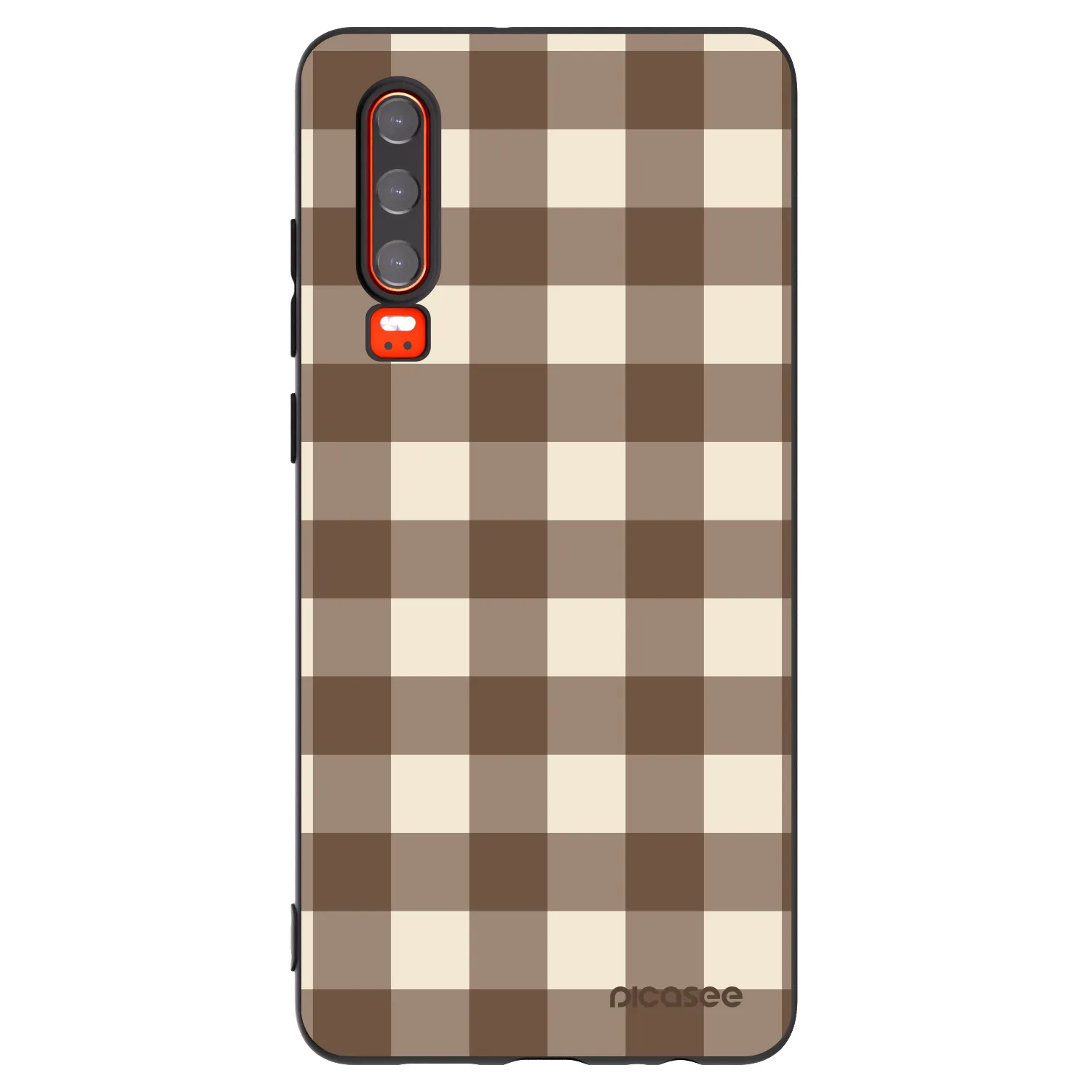 Picasee silikonowe czarne etui na Huawei P30 - Brown grid
