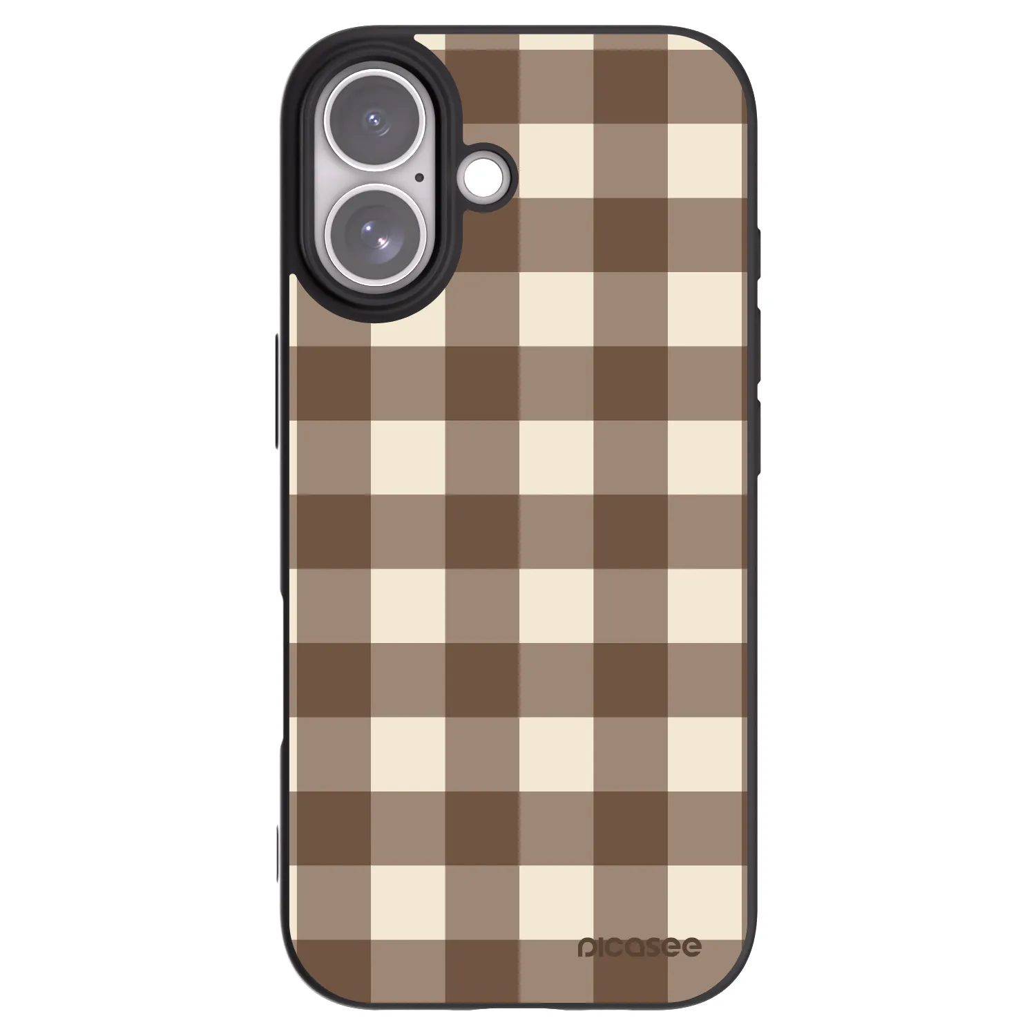Picasee silikonowe czarne etui na Apple iPhone 17 - Brown grid