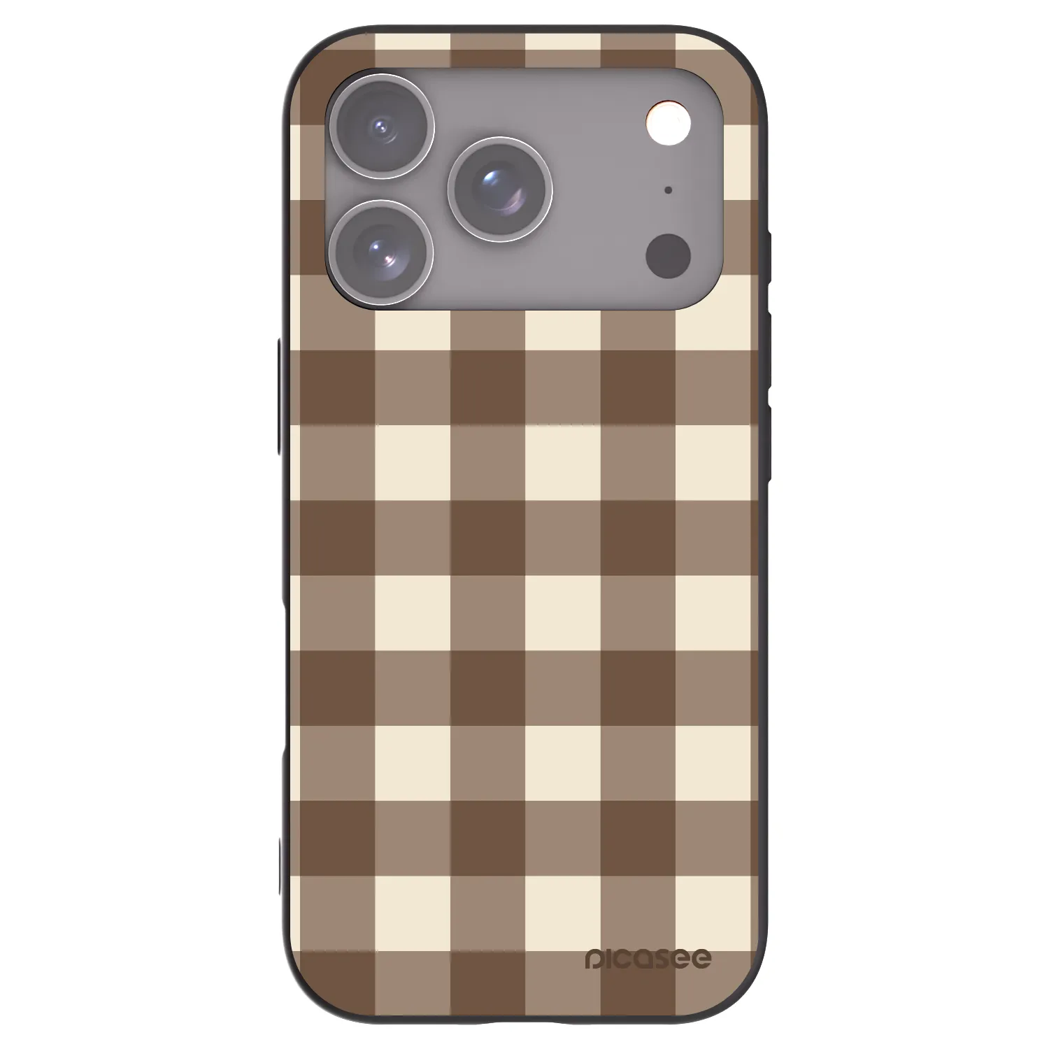 Picasee silikonowe czarne etui na Apple iPhone 17 Pro - Brown grid