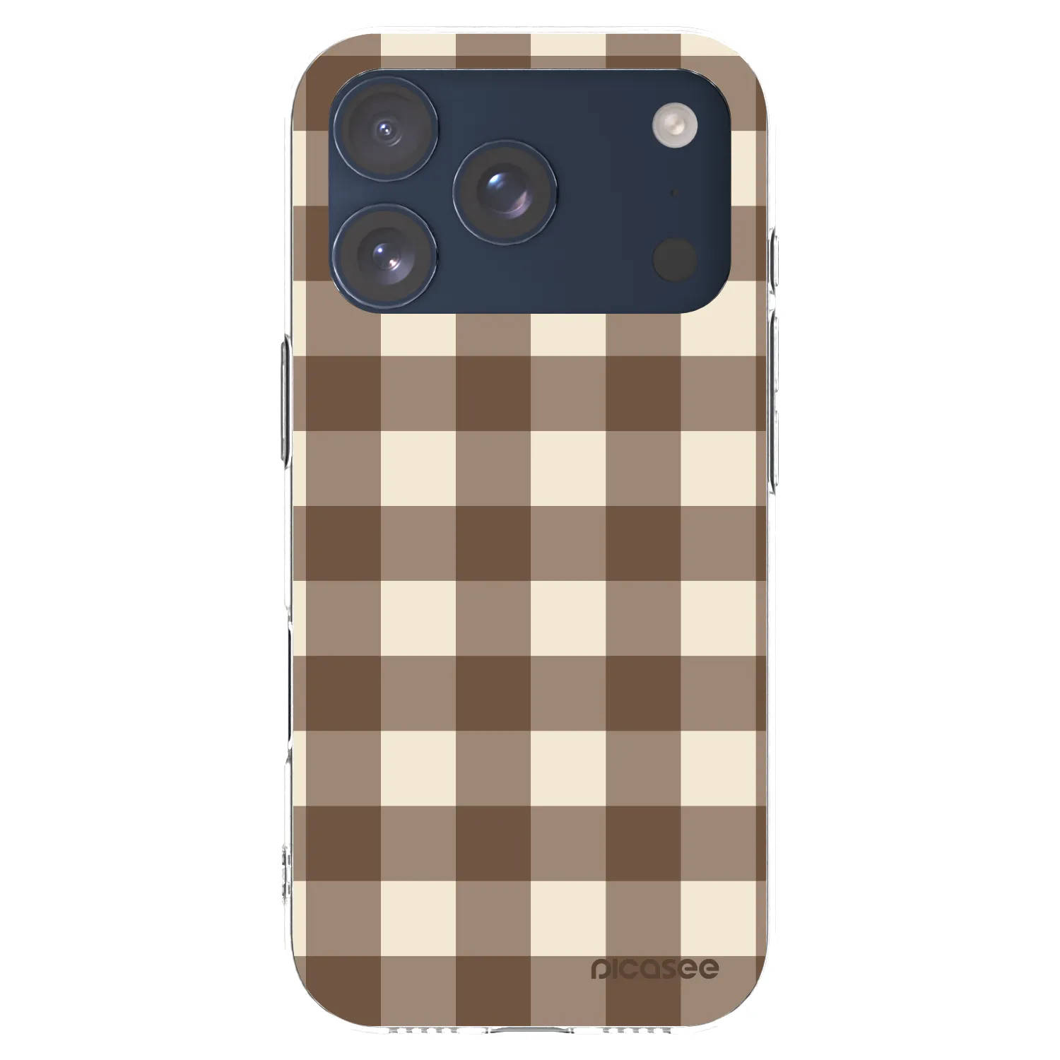 Picasee silikonowe przeźroczyste etui na Apple iPhone 17 Pro - Brown grid