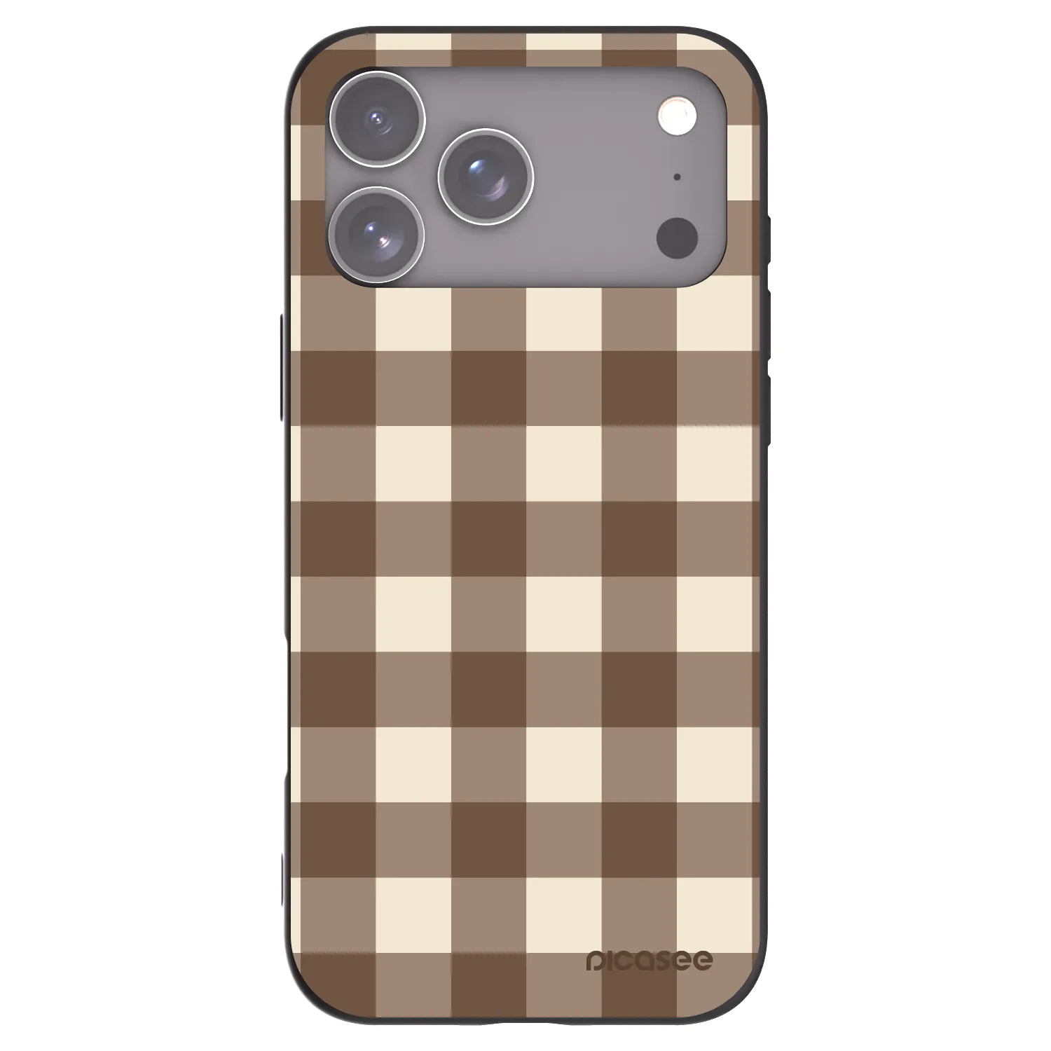 Picasee silikonowe czarne etui na Apple iPhone 17 Pro Max - Brown grid