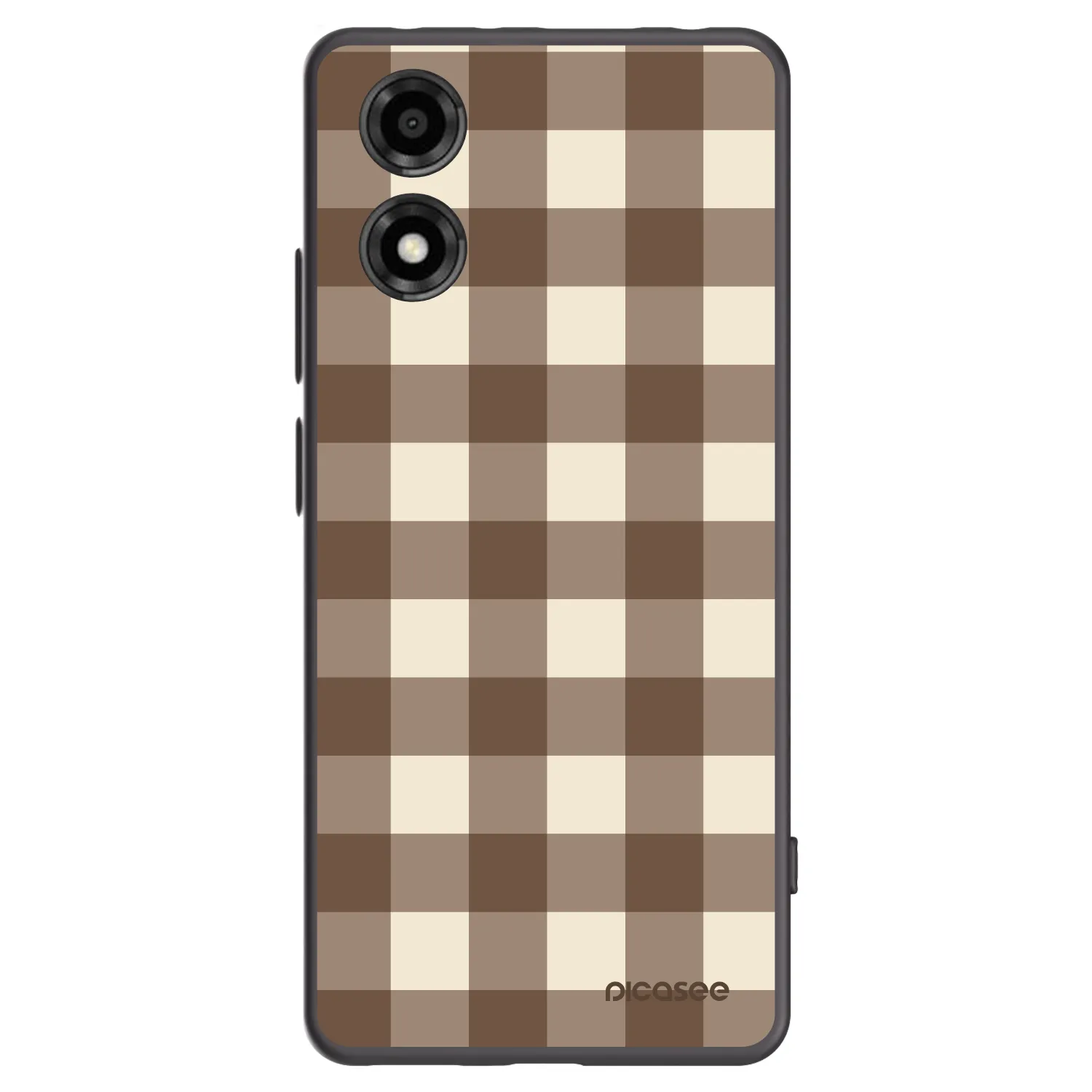 Picasee silikonowe czarne etui na Motorola Moto E14 - Brown grid