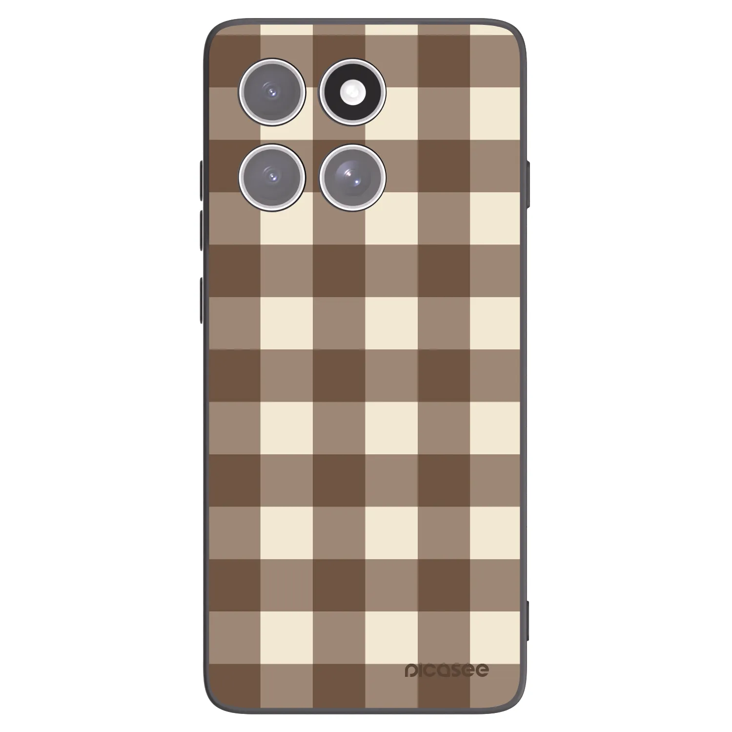 Picasee silikonowe czarne etui na Motorola Edge 60 Pro - Brown grid