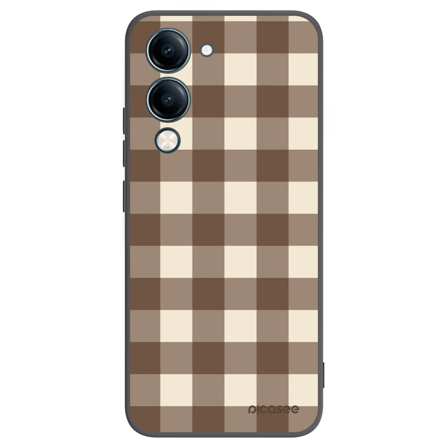 Picasee silikonowe czarne etui na Vivo Y29s 5G - Brown grid