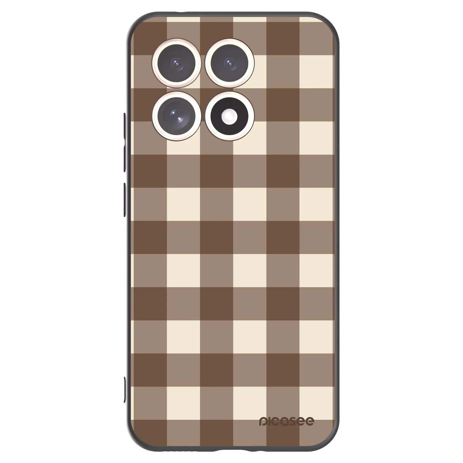 Picasee silikonowe czarne etui na Xiaomi 15T - Brown grid