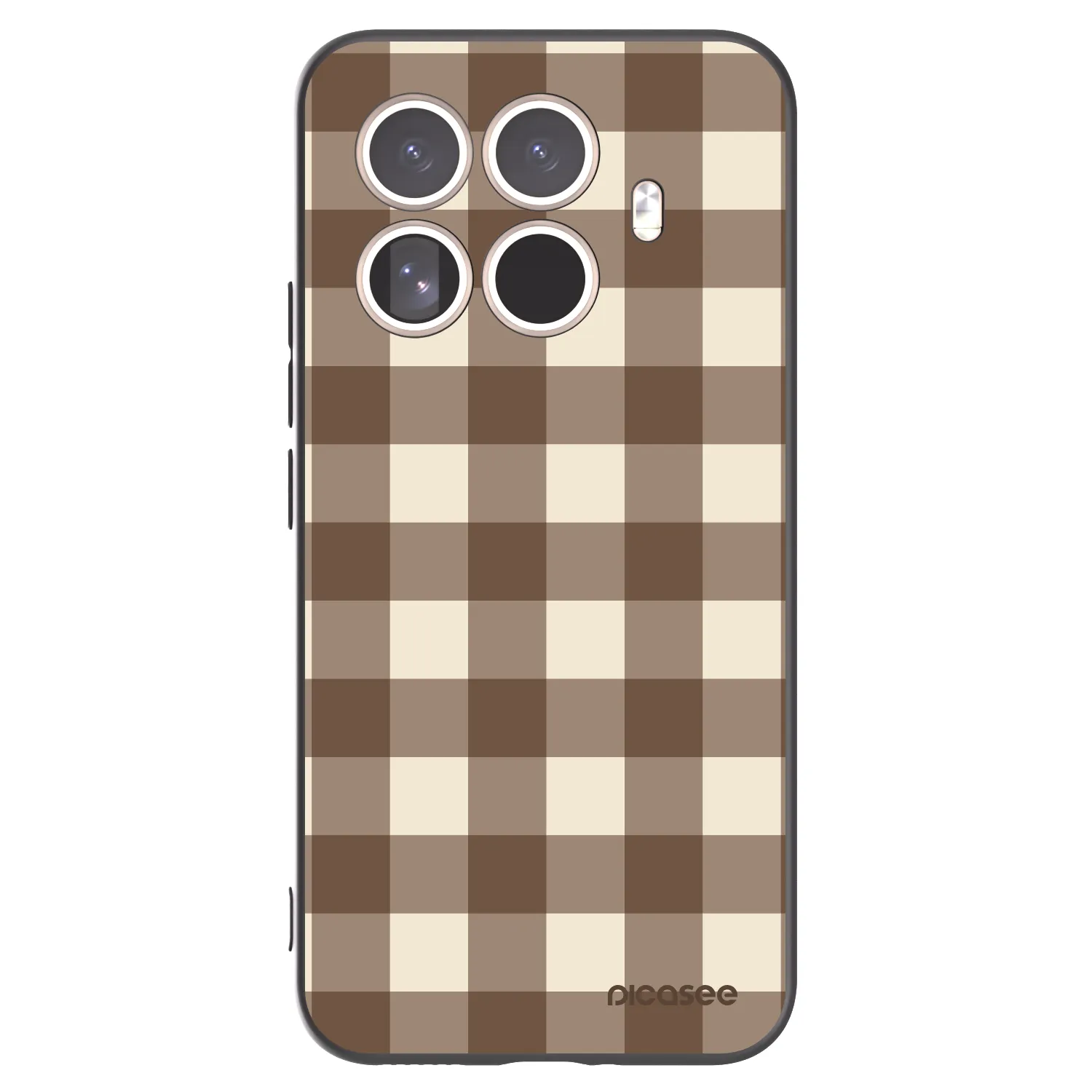 Picasee silikonowe czarne etui na Xiaomi 15T Pro - Brown grid