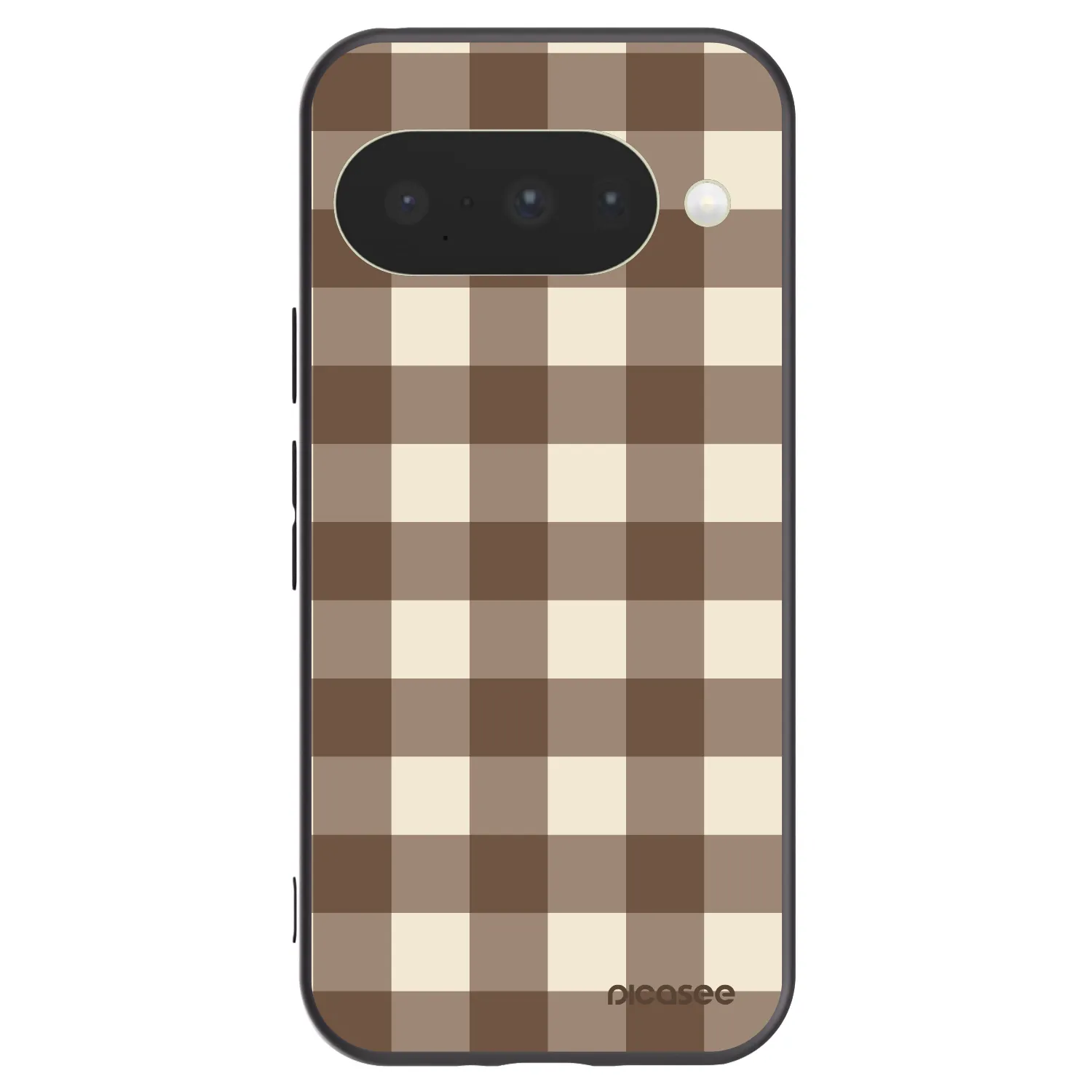 Picasee silikonowe czarne etui na Google Pixel 10 - Brown grid