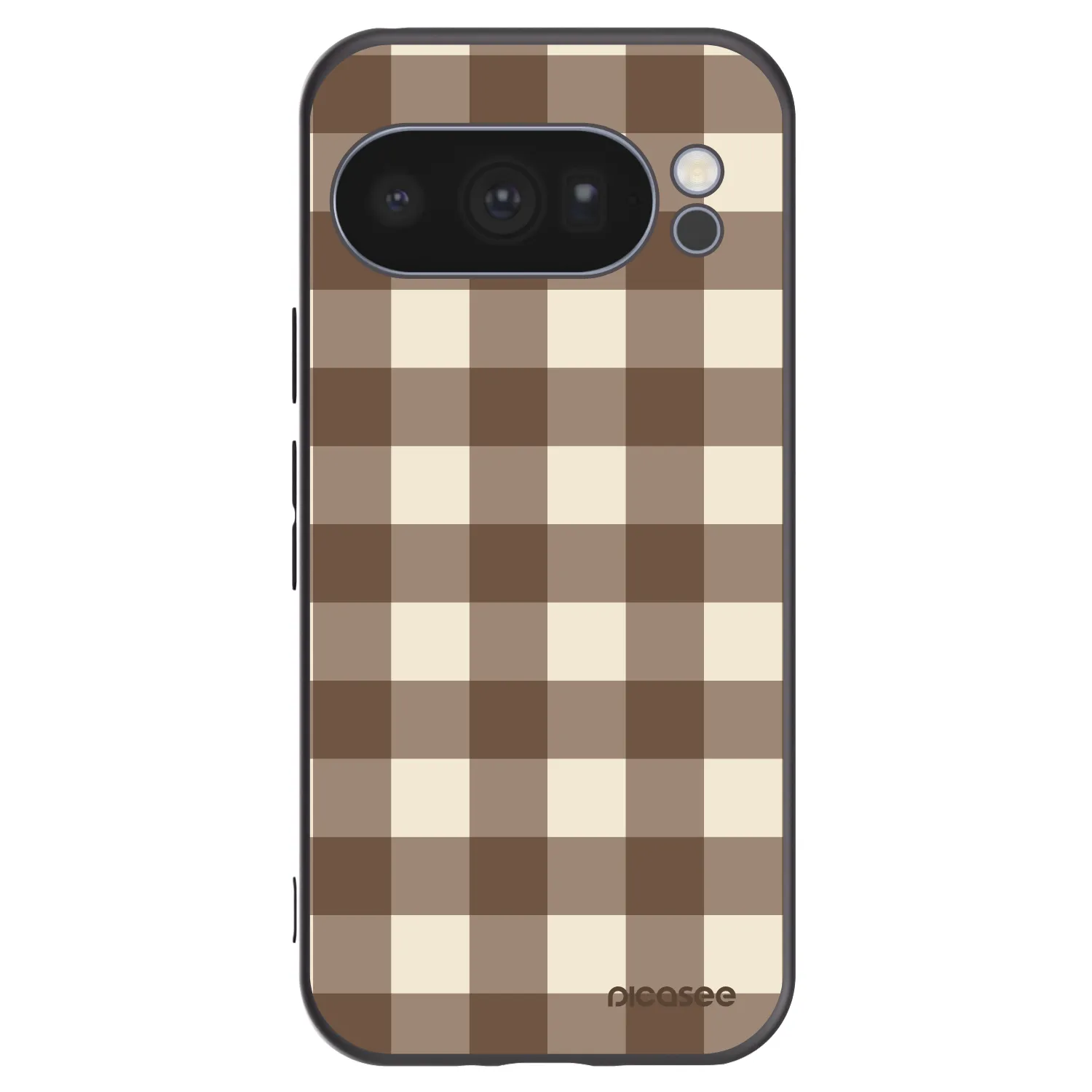 Picasee silikonowe czarne etui na Google Pixel 10 Pro - Brown grid