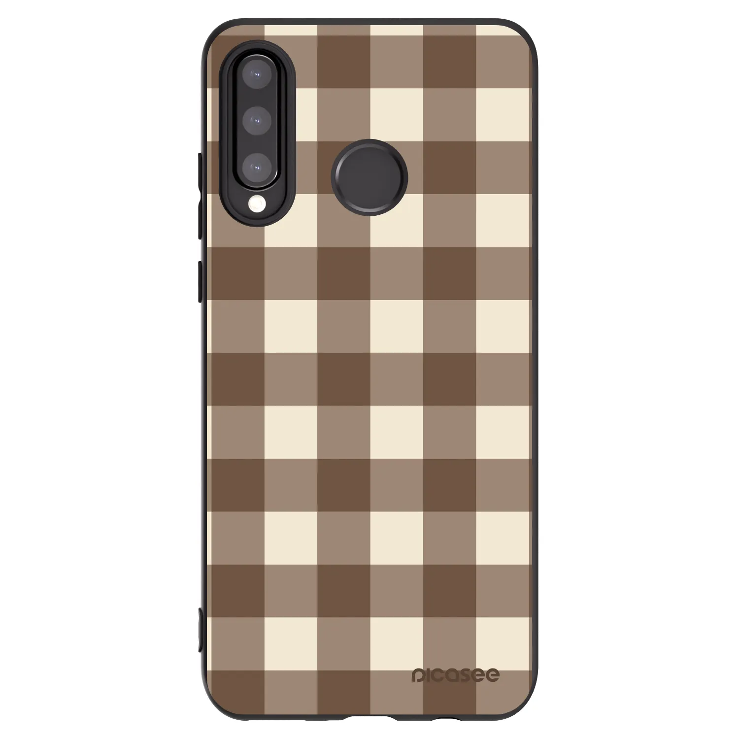 Picasee silikonowe czarne etui na Huawei P30 Lite - Brown grid