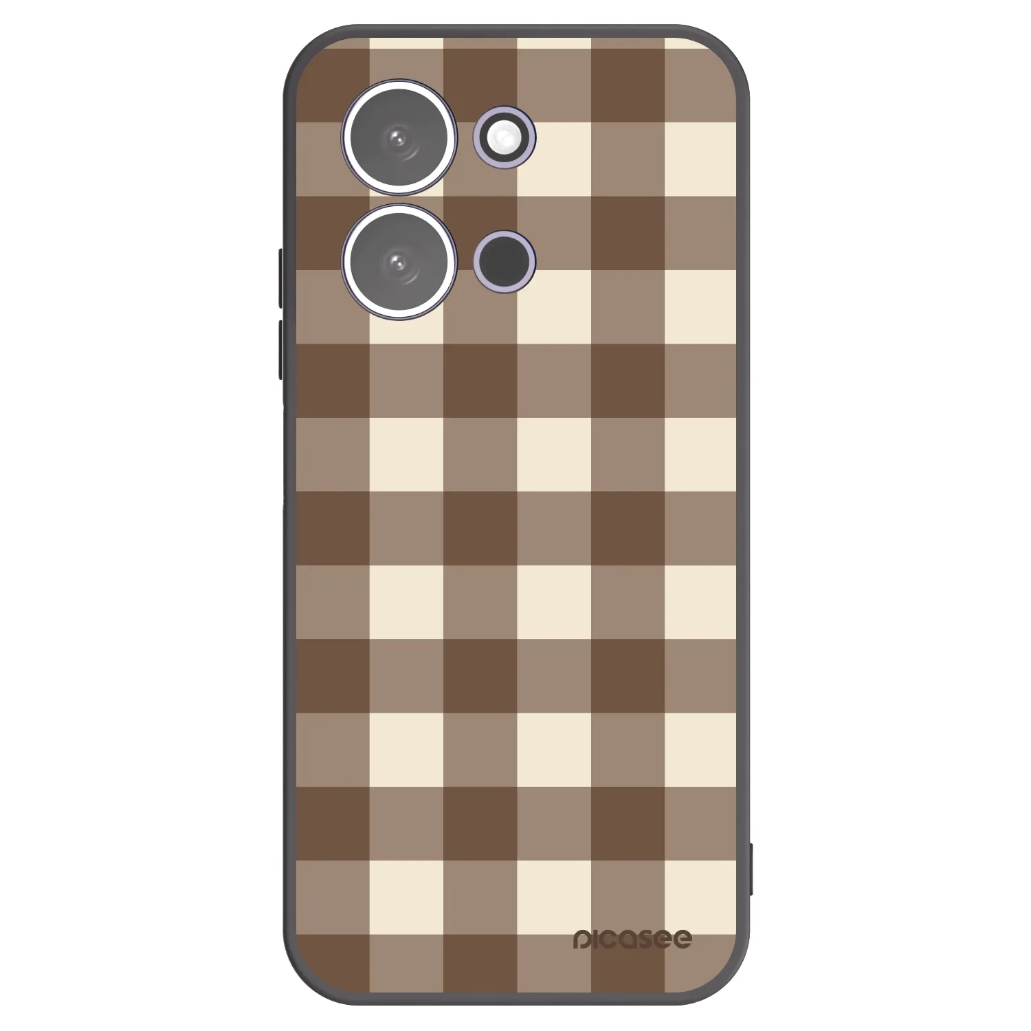 Picasee silikonowe czarne etui na Xiaomi Redmi 15C 5G - Brown grid