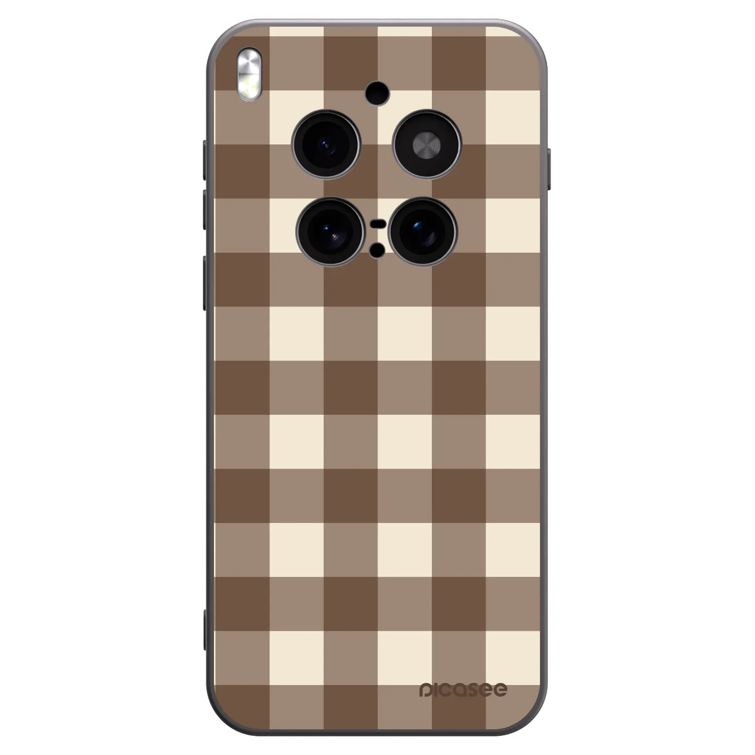 Picasee silikonowe czarne etui na Vivo X300 Pro - Brown grid