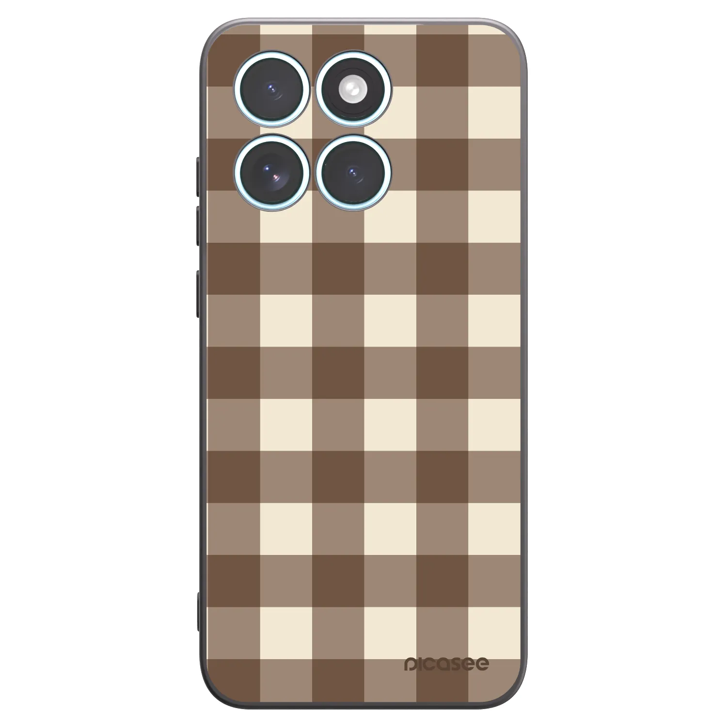 Picasee silikonowe czarne etui na Motorola Edge 70 Fusion - Brown grid