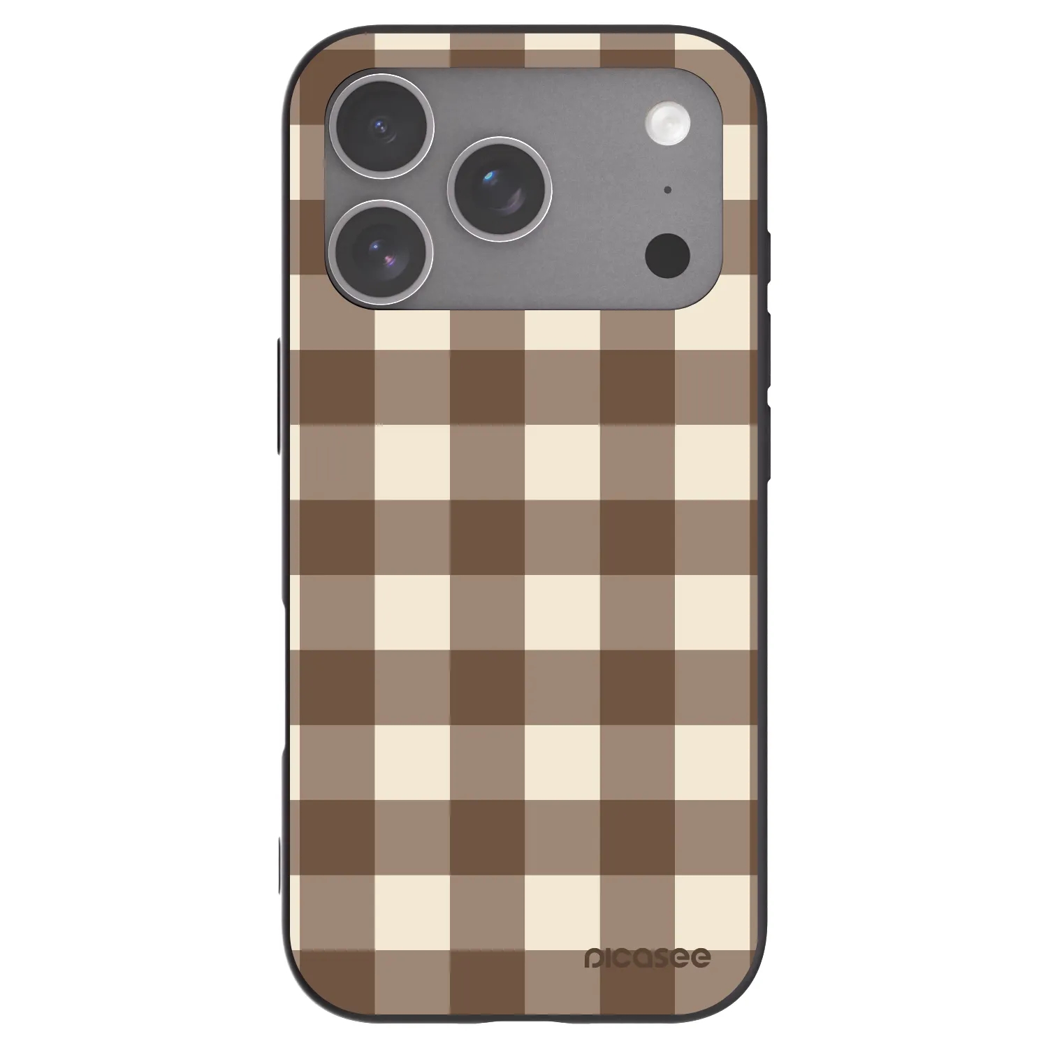 Picasee silikonowe czarne etui na Apple iPhone 18 Pro - Brown grid