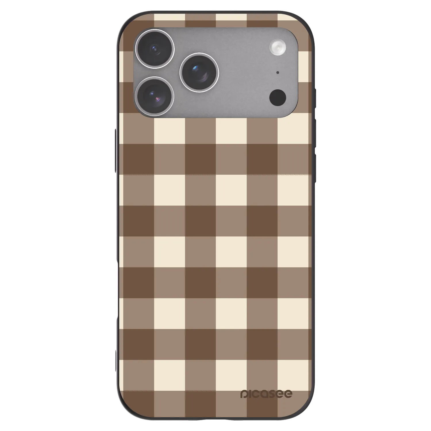 Picasee silikonowe czarne etui na Apple iPhone 18 Pro Max - Brown grid