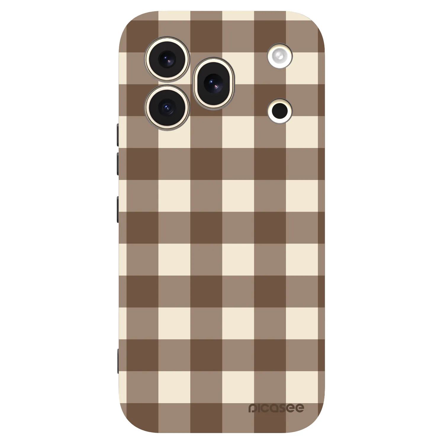 Picasee silikonowe czarne etui na Honor 600 Pro - Brown grid