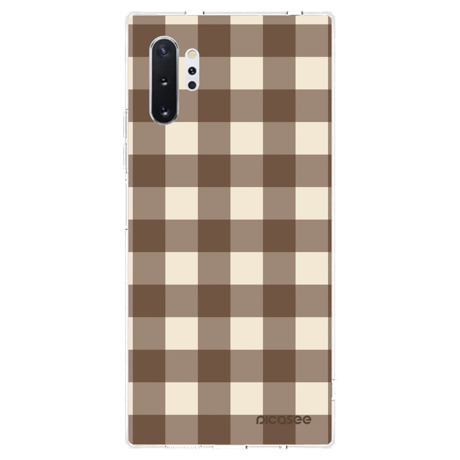 Picasee silikonowe przeźroczyste etui na Samsung Galaxy Note 10+ N975F - Brown grid