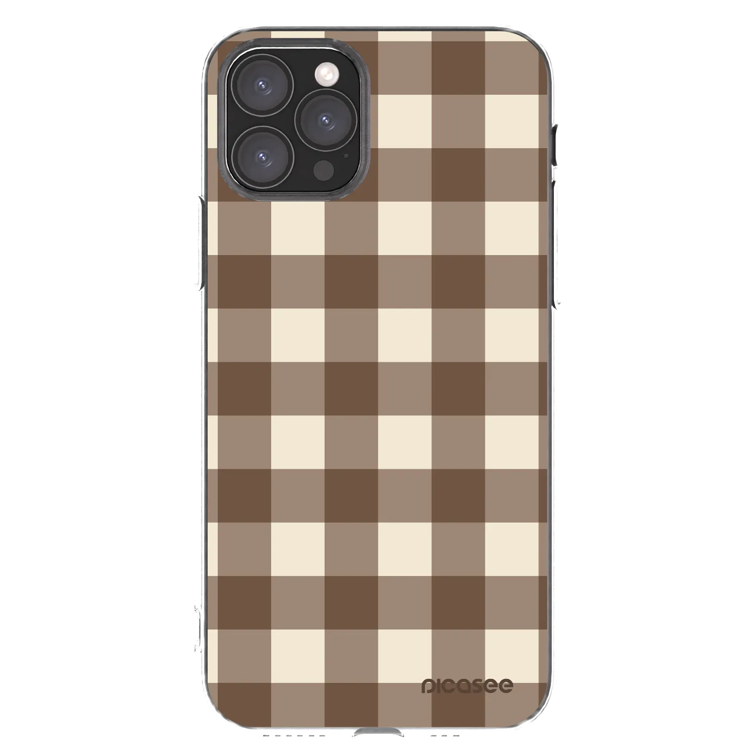 Picasee silikonowe przeźroczyste etui na Apple iPhone 11 Pro - Brown grid