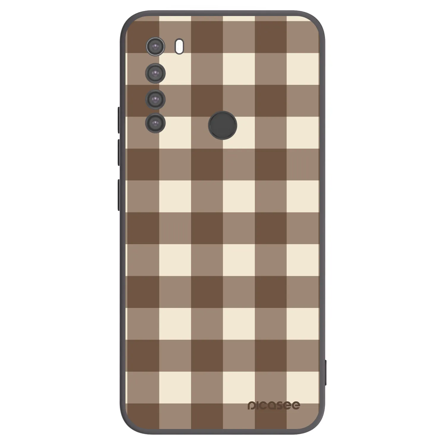 Picasee silikonowe czarne etui na Xiaomi Redmi Note 8 - Brown grid
