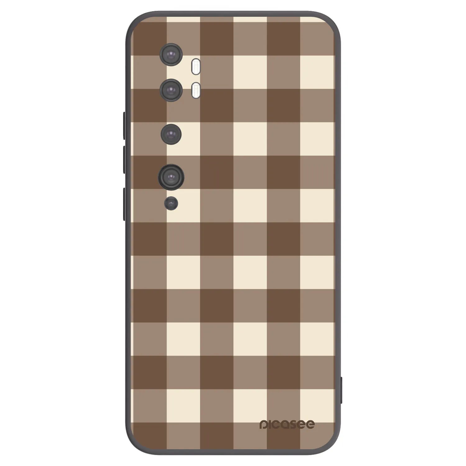 Picasee silikonowe czarne etui na Xiaomi Mi Note 10 (Pro) - Brown grid