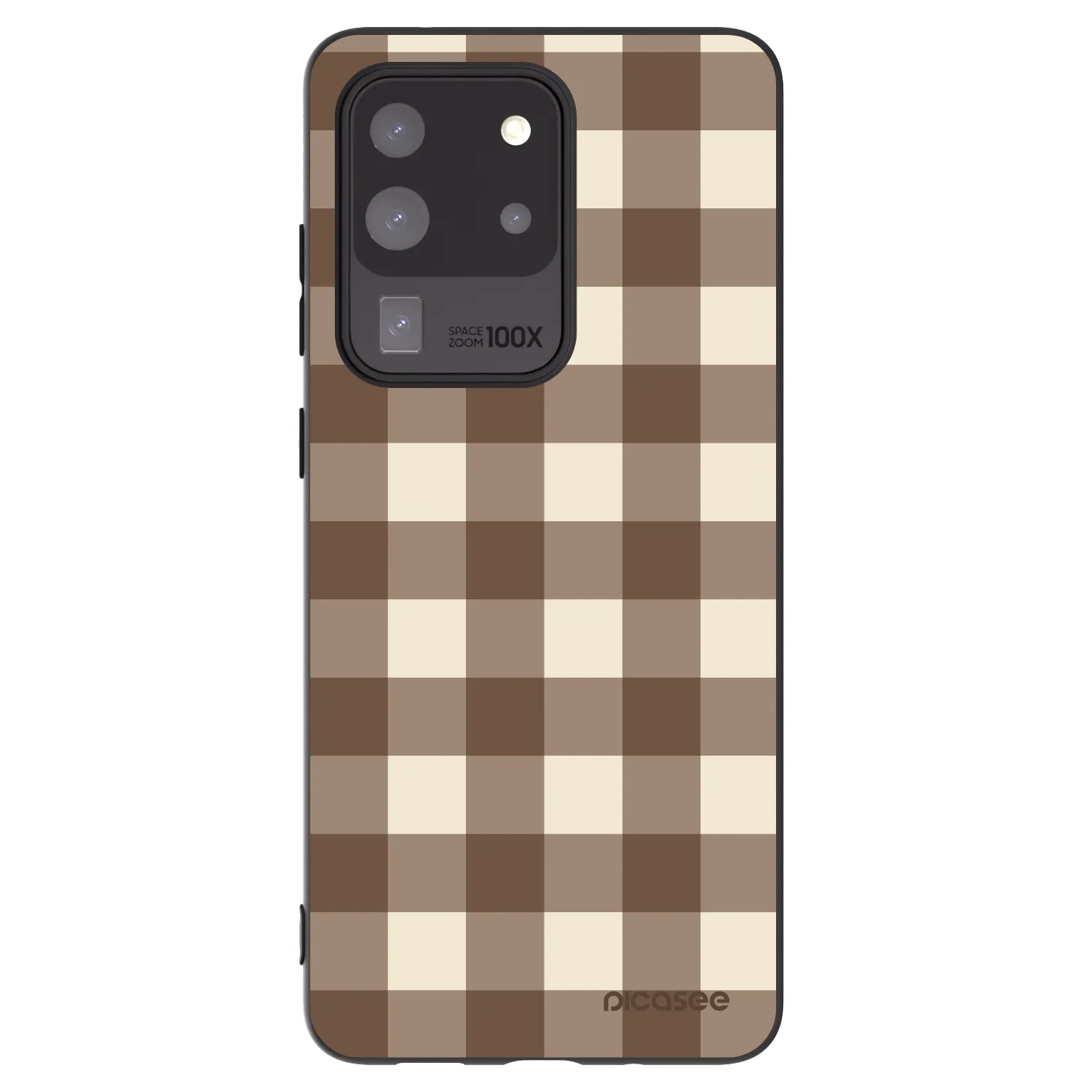 Picasee silikonowe czarne etui na Samsung Galaxy S20 Ultra 5G G988F - Brown grid