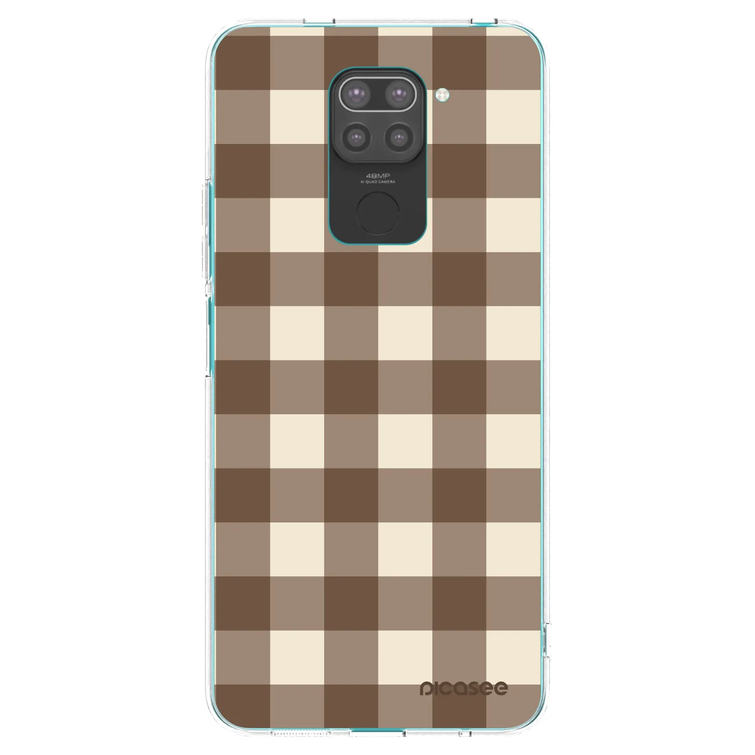 Picasee silikonowe czarne etui na Xiaomi Redmi Note 9 - Brown grid