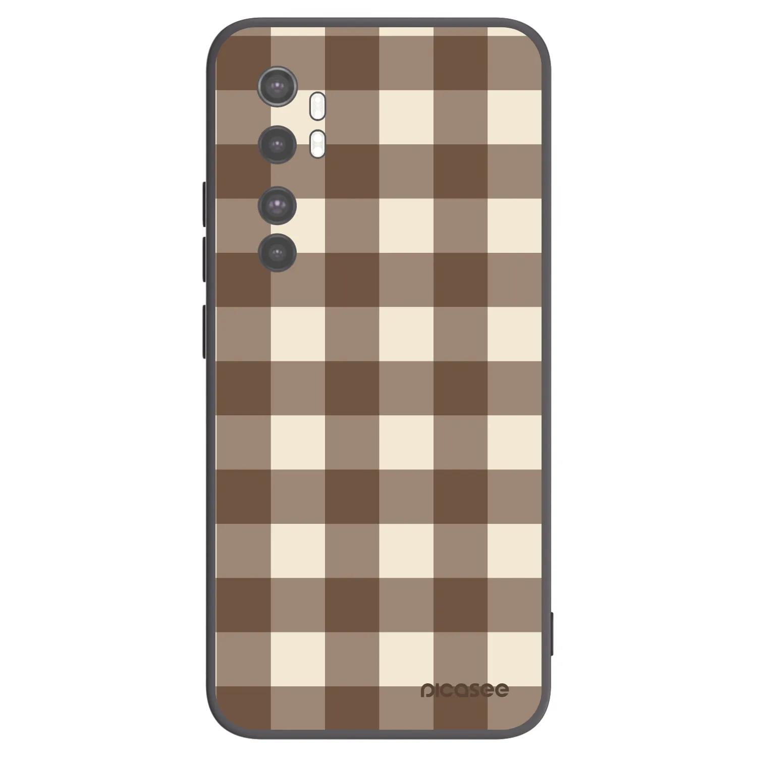 Picasee silikonowe czarne etui na Xiaomi Mi Note 10 Lite - Brown grid