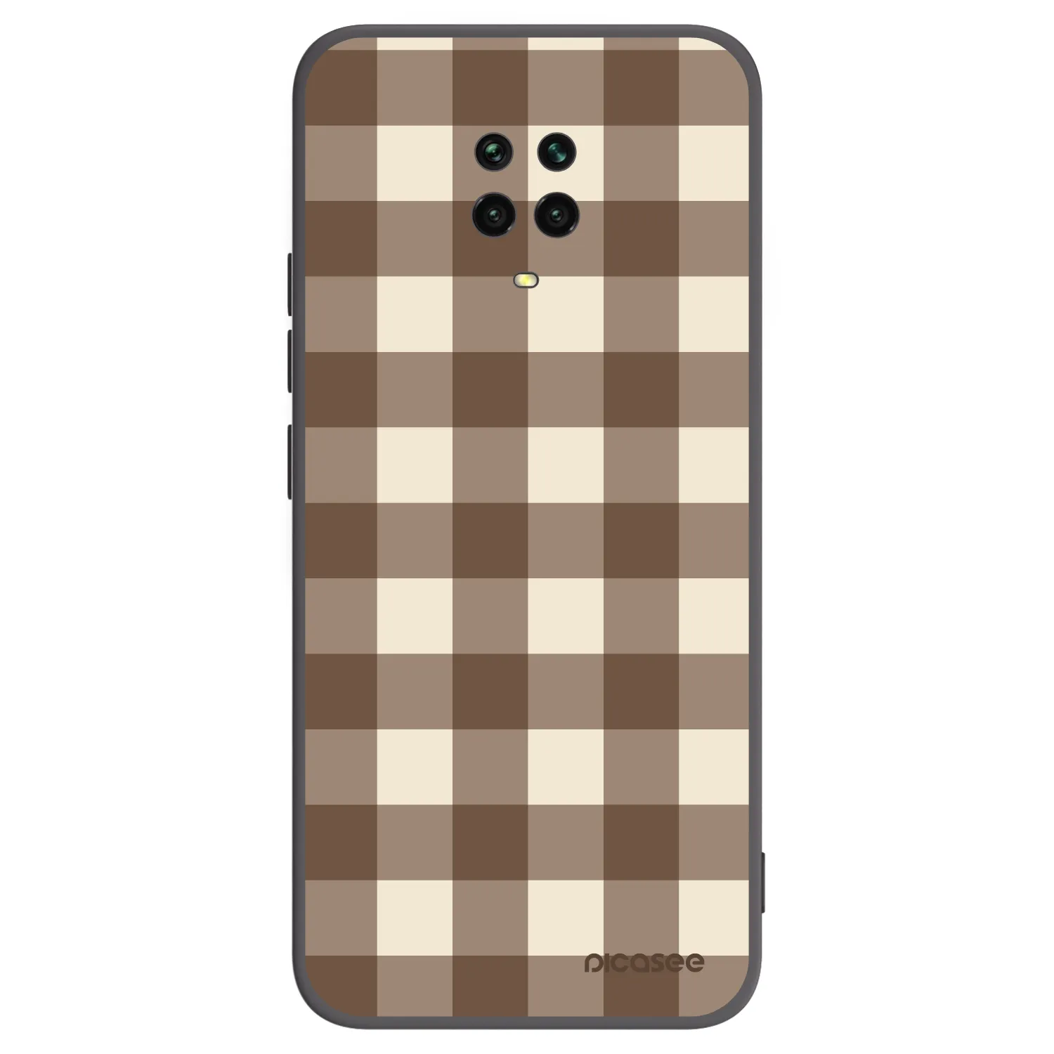 Picasee silikonowe czarne etui na Xiaomi Redmi Note 9S - Brown grid