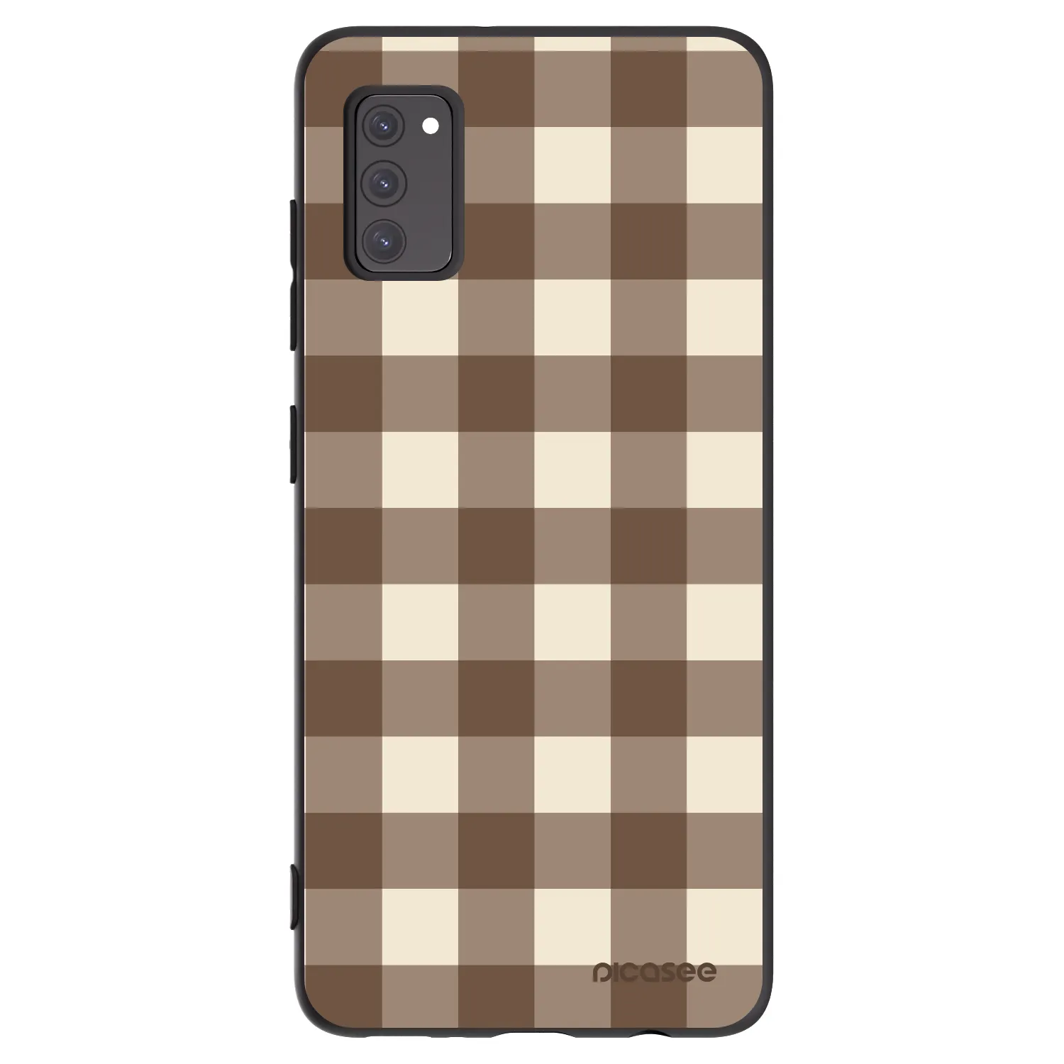 Picasee silikonowe czarne etui na Samsung Galaxy A41 A415F - Brown grid