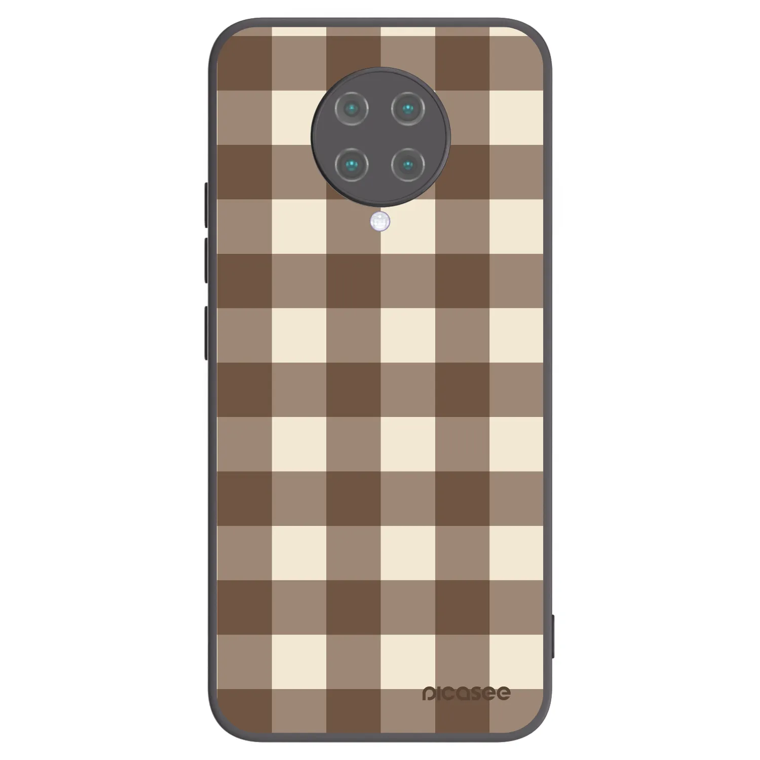 Picasee silikonowe czarne etui na Xiaomi Poco F2 Pro - Brown grid