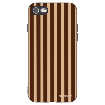 Picasee silikonowe czarne etui na Apple iPhone SE 2020 - Brown lines