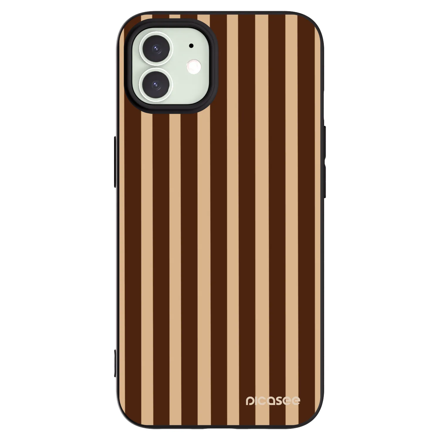 Picasee silikonowe czarne etui na Apple iPhone 12 Pro - Brown lines