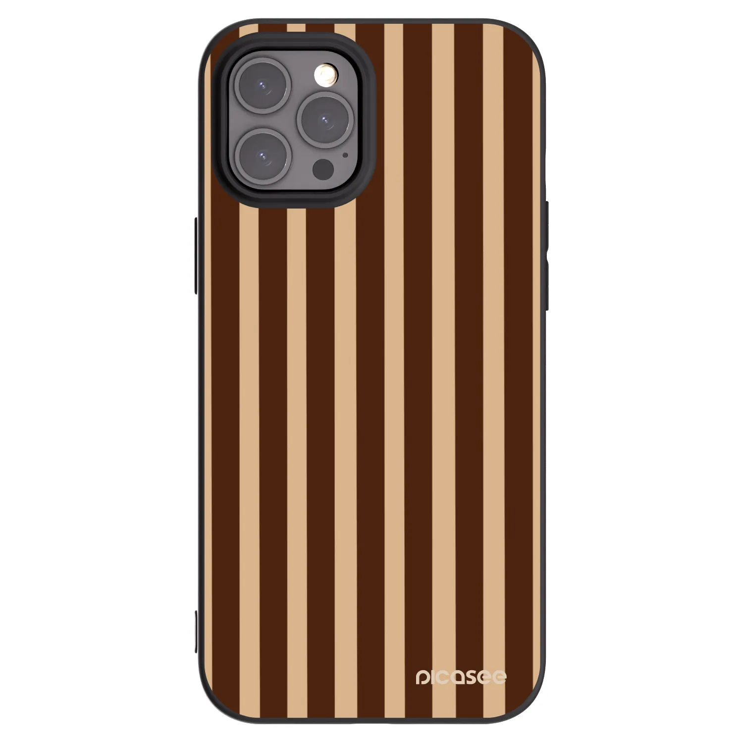 Picasee silikonowe czarne etui na Apple iPhone 12 Pro Max - Brown lines