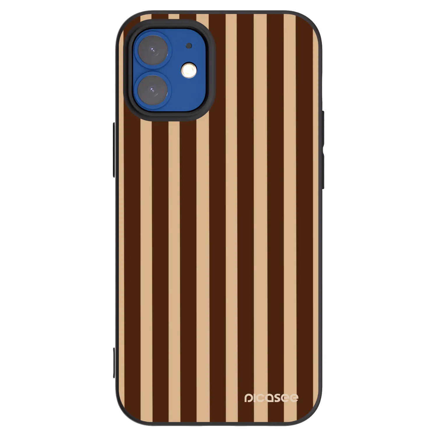 Picasee silikonowe czarne etui na Apple iPhone 12 mini - Brown lines