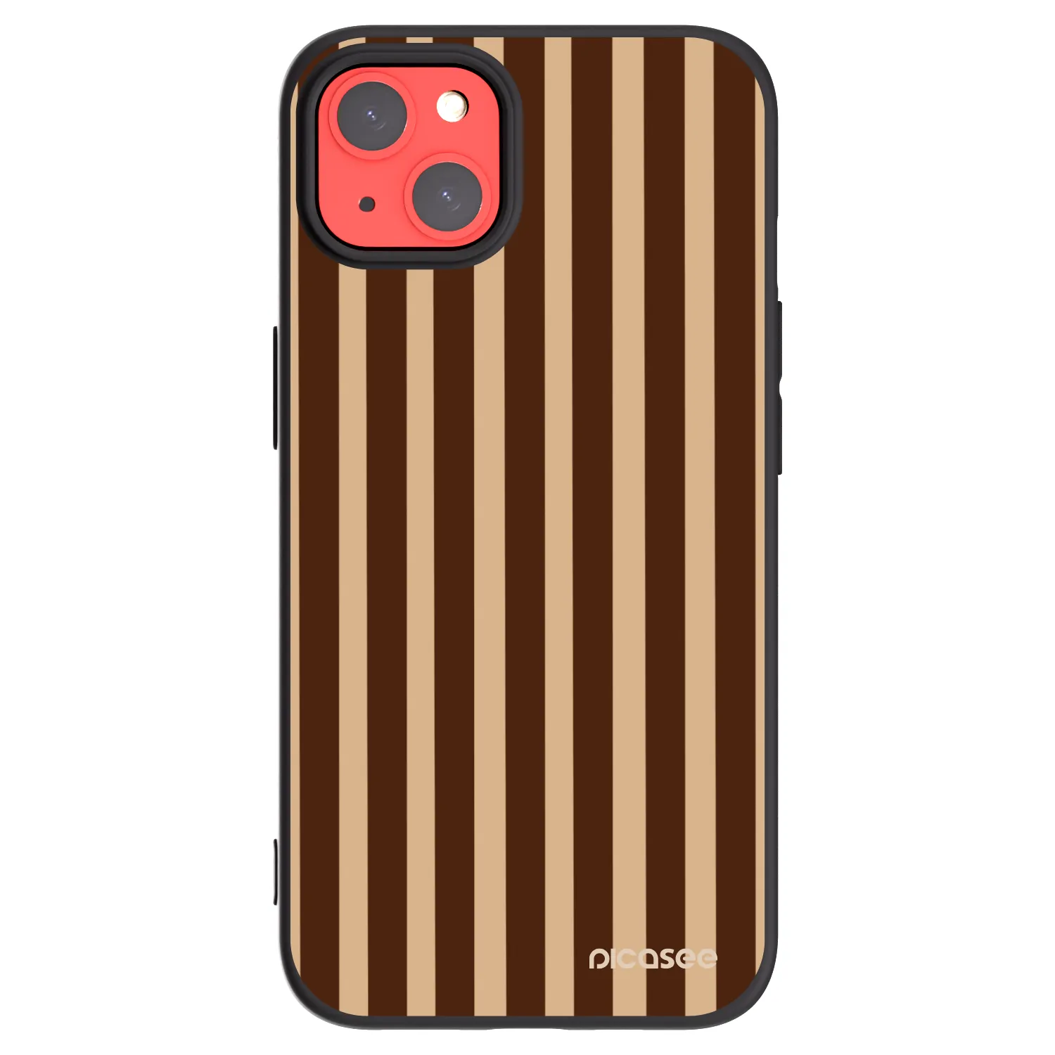 Picasee silikonowe czarne etui na Apple iPhone 13 - Brown lines