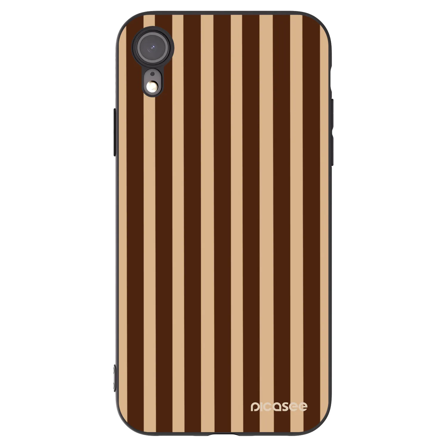 Picasee silikonowe czarne etui na Apple iPhone XR - Brown lines