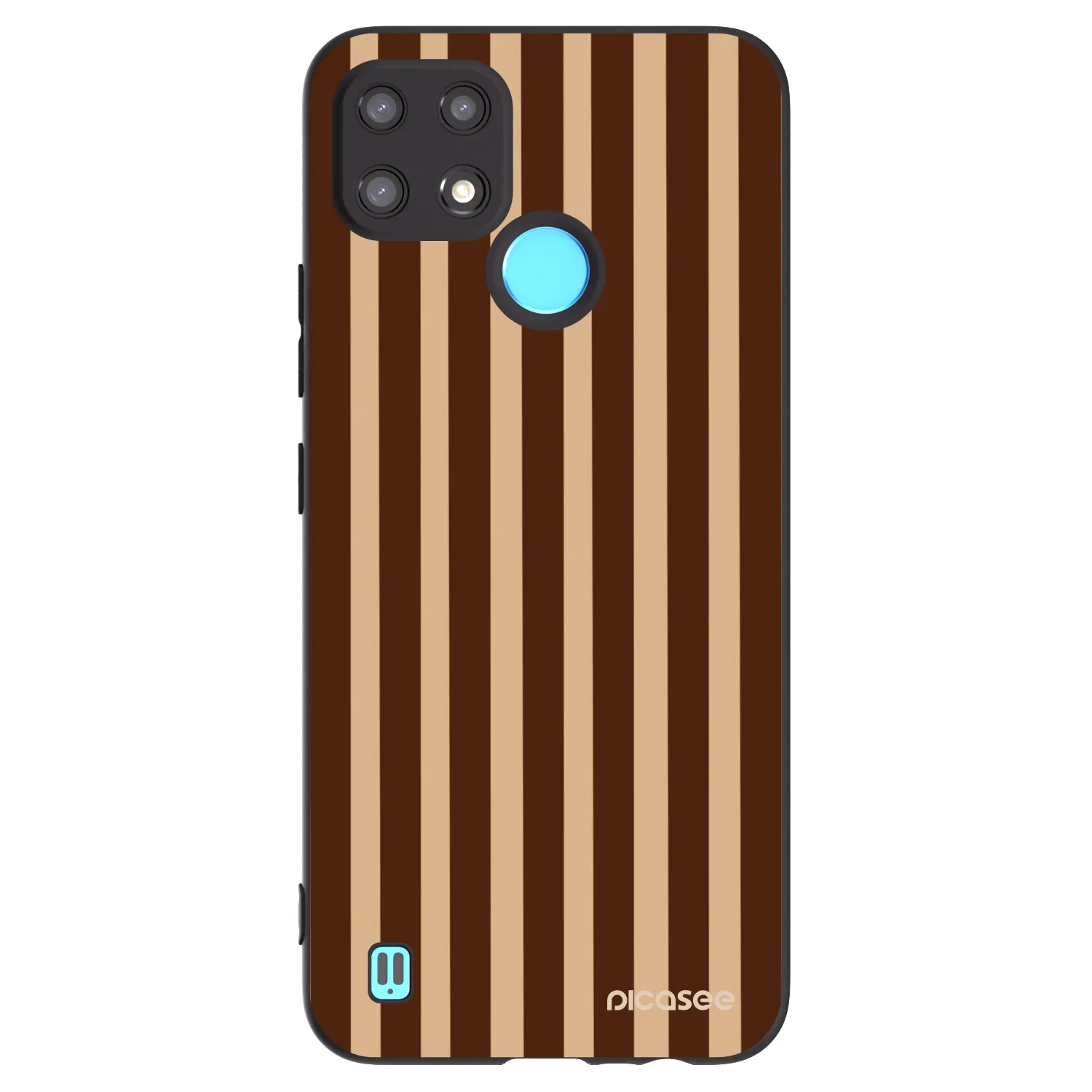 Picasee silikonowe czarne etui na Realme C21 - Brown lines