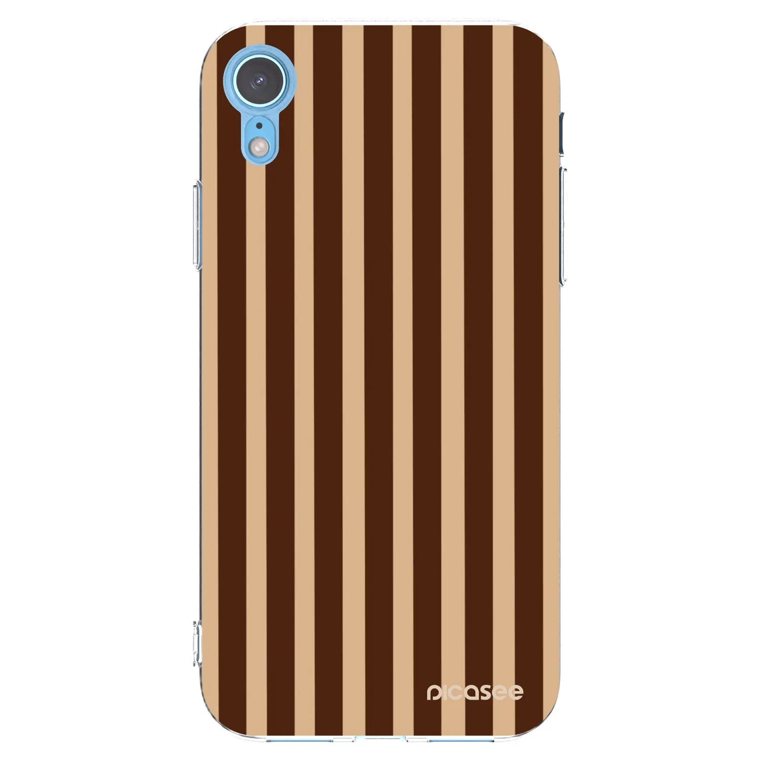 Picasee silikonowe przeźroczyste etui na Apple iPhone XR - Brown lines