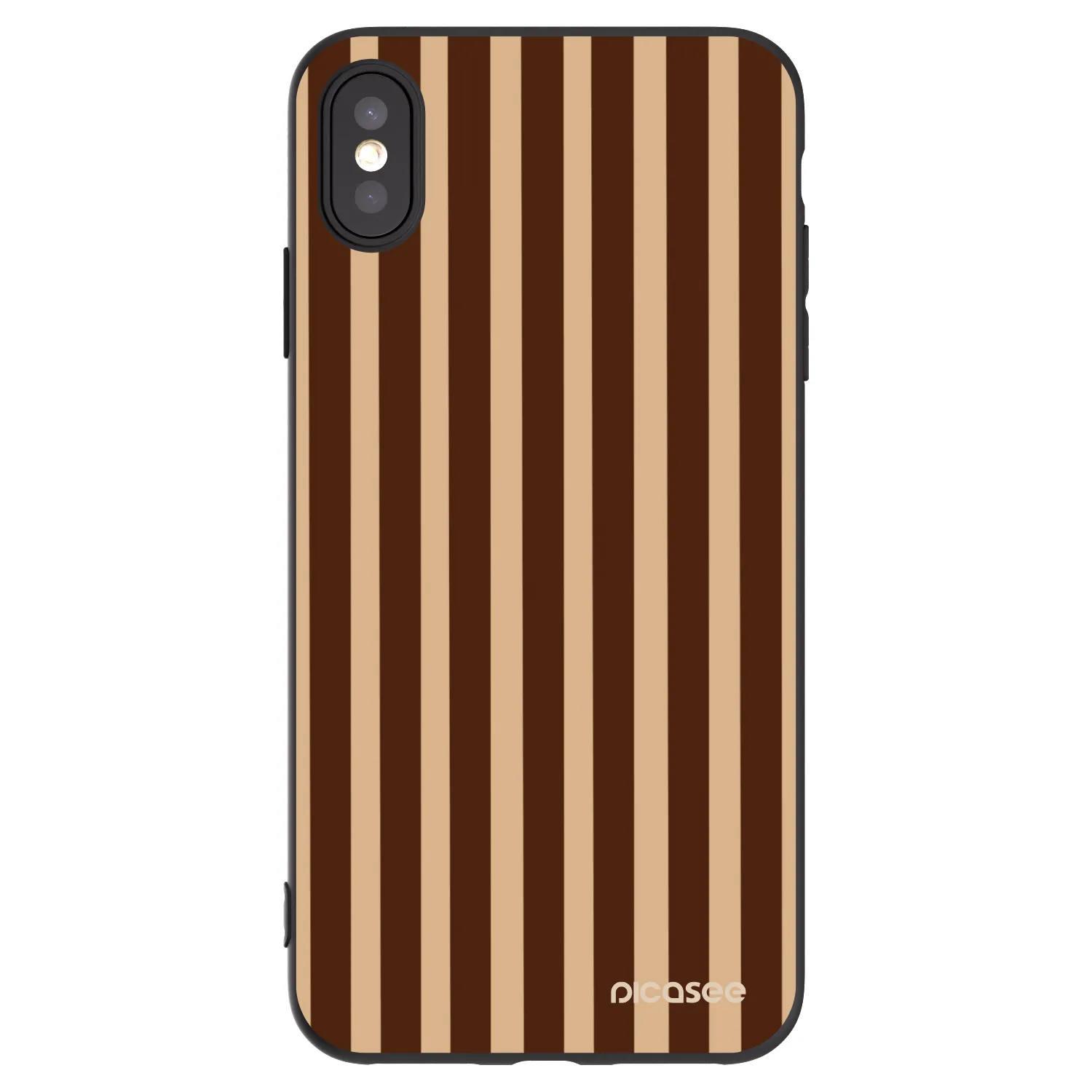 Picasee silikonowe czarne etui na Apple iPhone XS Max - Brown lines