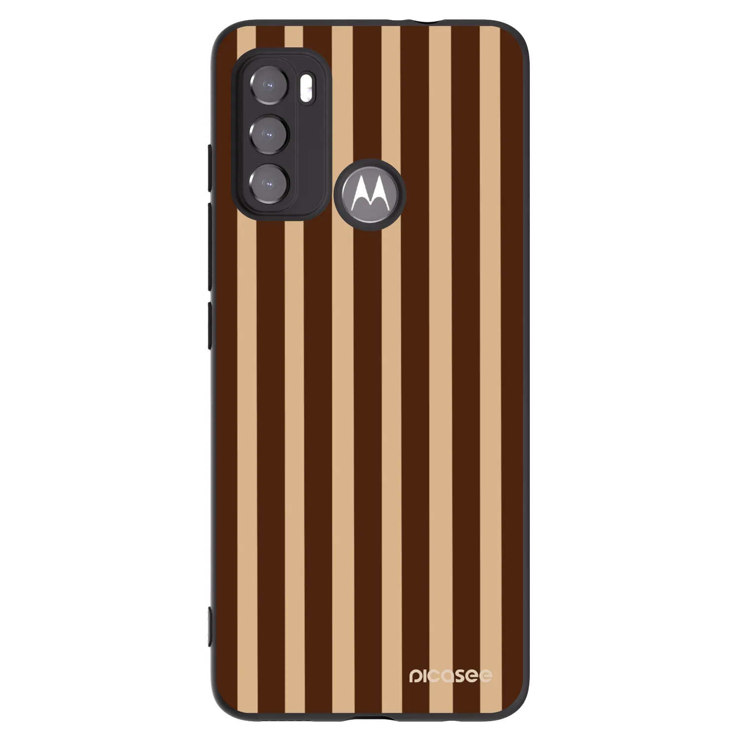 Picasee silikonowe czarne etui na Motorola Moto G60 - Brown lines