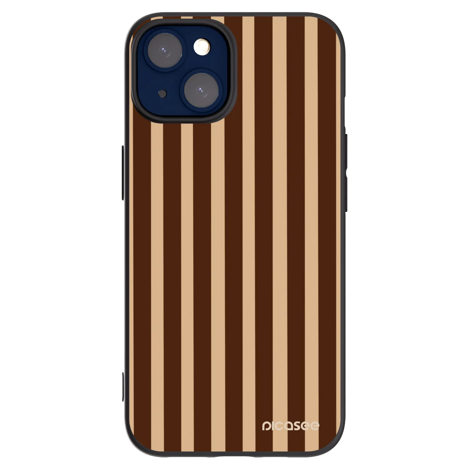 Picasee silikonowe czarne etui na Apple iPhone 14 - Brown lines