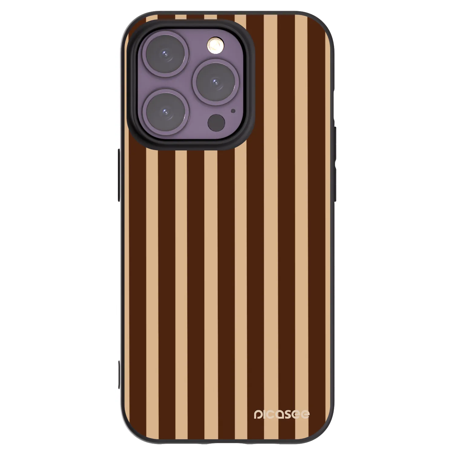 Picasee silikonowe czarne etui na Apple iPhone 14 Pro - Brown lines