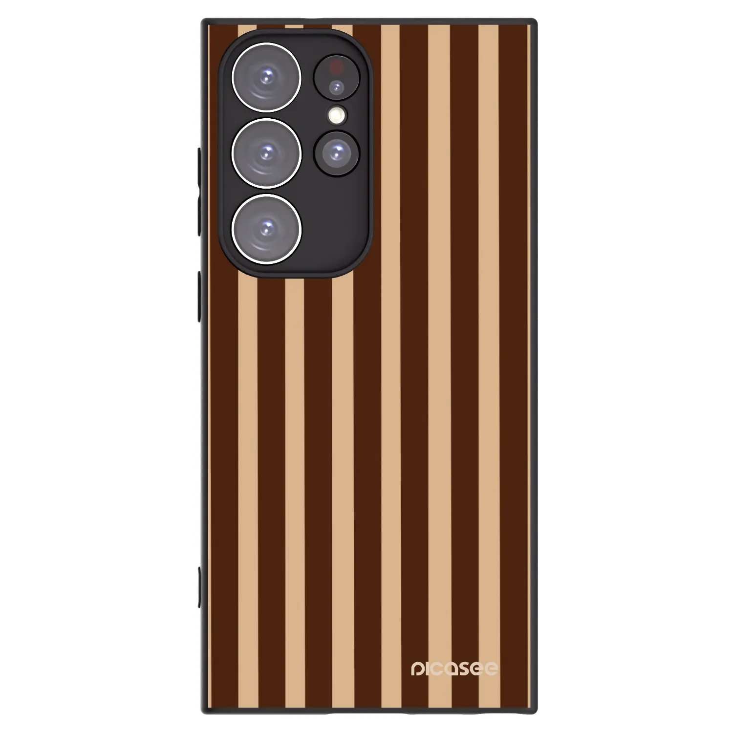Picasee silikonowe czarne etui na Samsung Galaxy S23 Ultra 5G - Brown lines