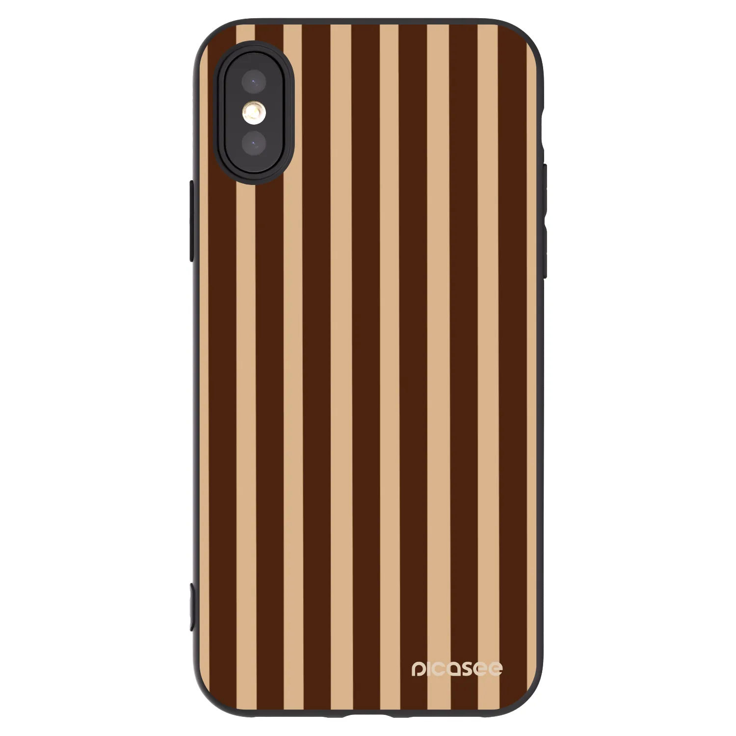 Picasee silikonowe czarne etui na Apple iPhone X/XS - Brown lines