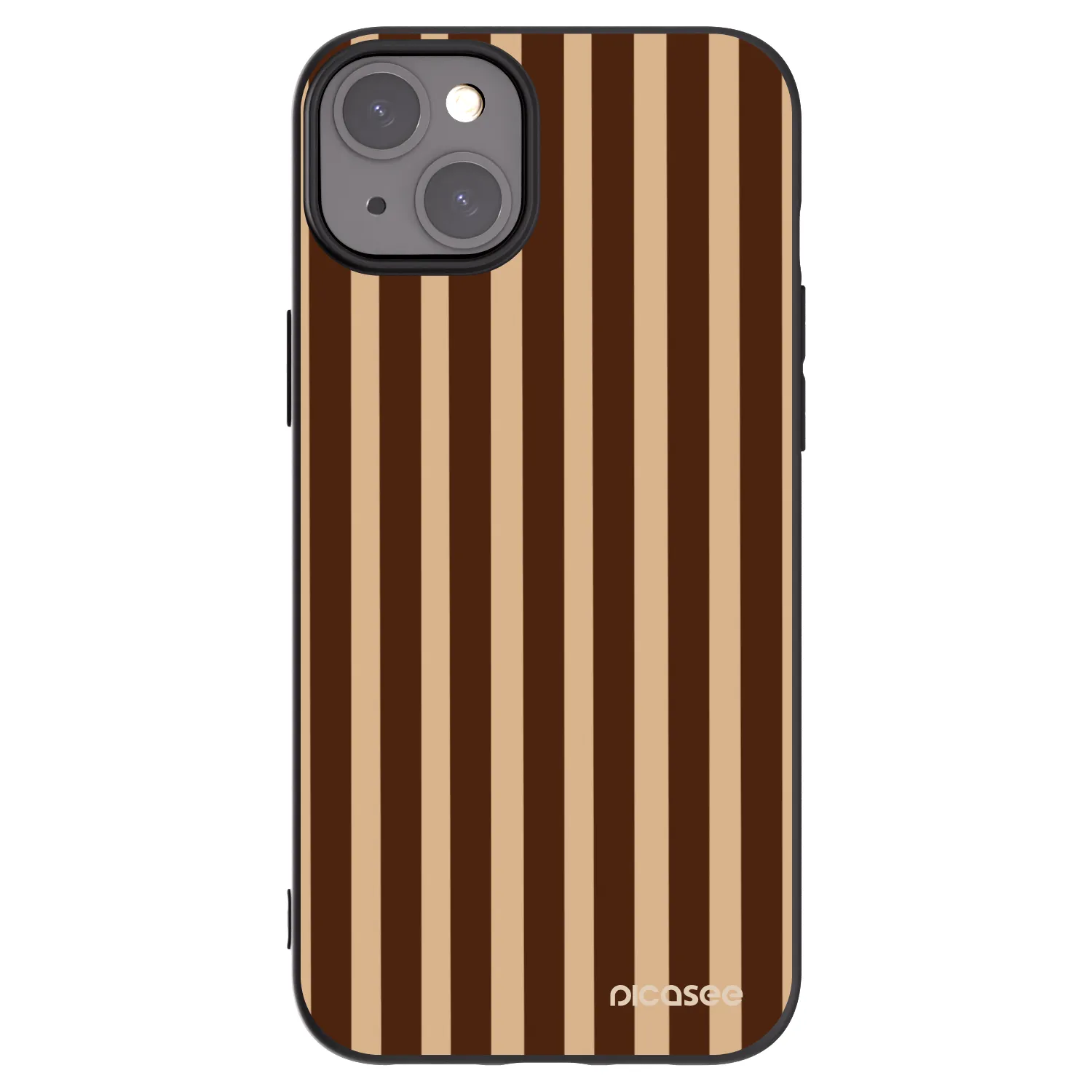 Picasee silikonowe czarne etui na Apple iPhone 15 Plus - Brown lines